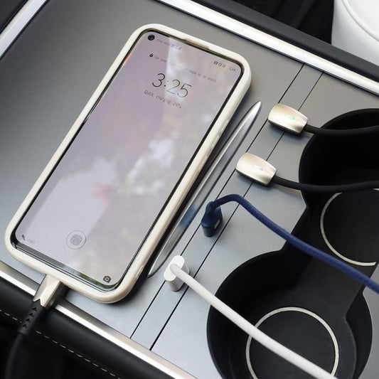 USB Hub for Tesla Model Y 2021-2024 Model 3 2021-2023 Center Console, Support USB-C Fast Charging, Docking Station Accessories for Tesla Model 3/Y, Silver Gray