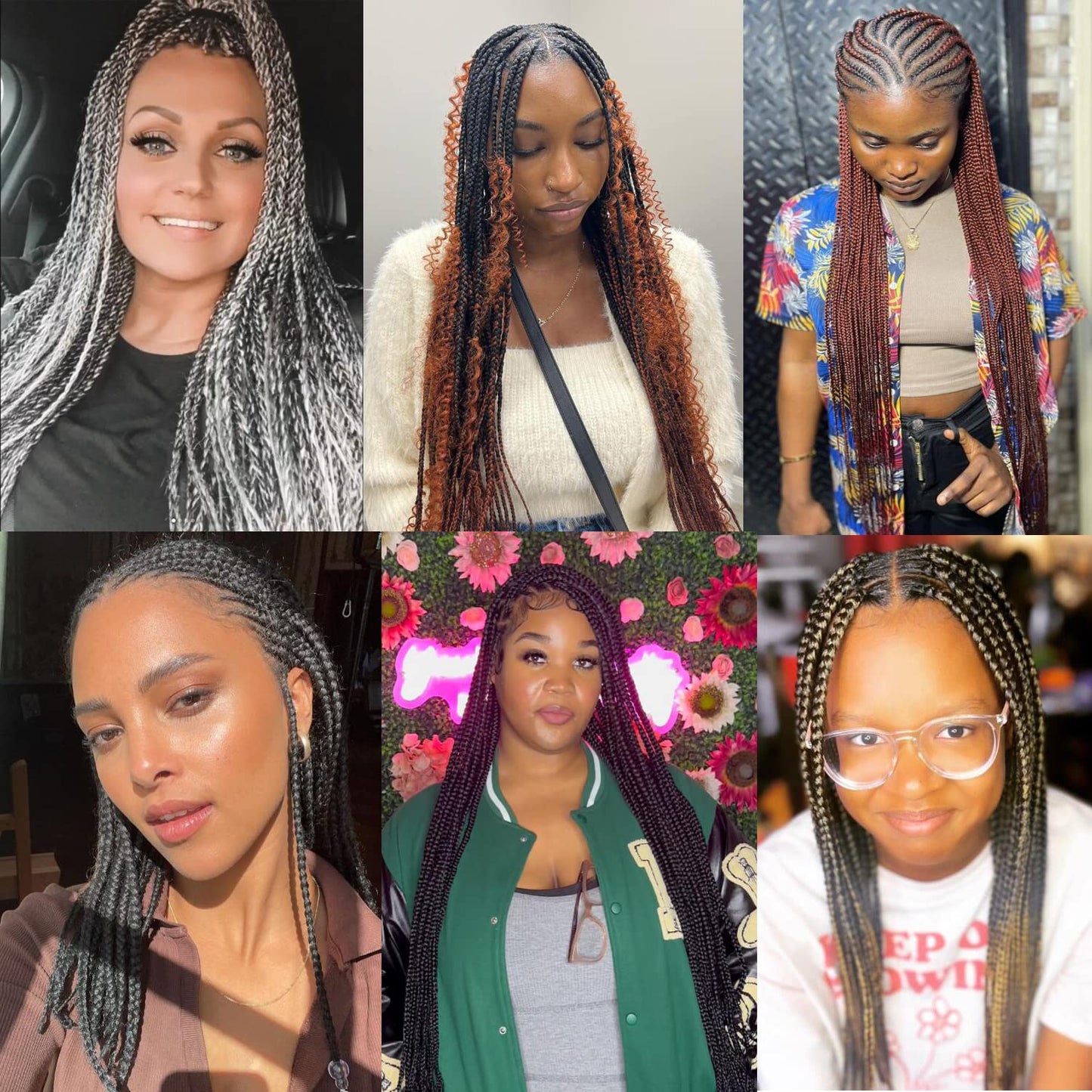 Pre Stretched Braiding Hair, 24 Inch Kanekalon Braiding Hair, 8 Packs Soft Yaki Texture,No Itch, Hot Water Setting Synthetic Hair Extensions for Braids (24In,1B/Purple)