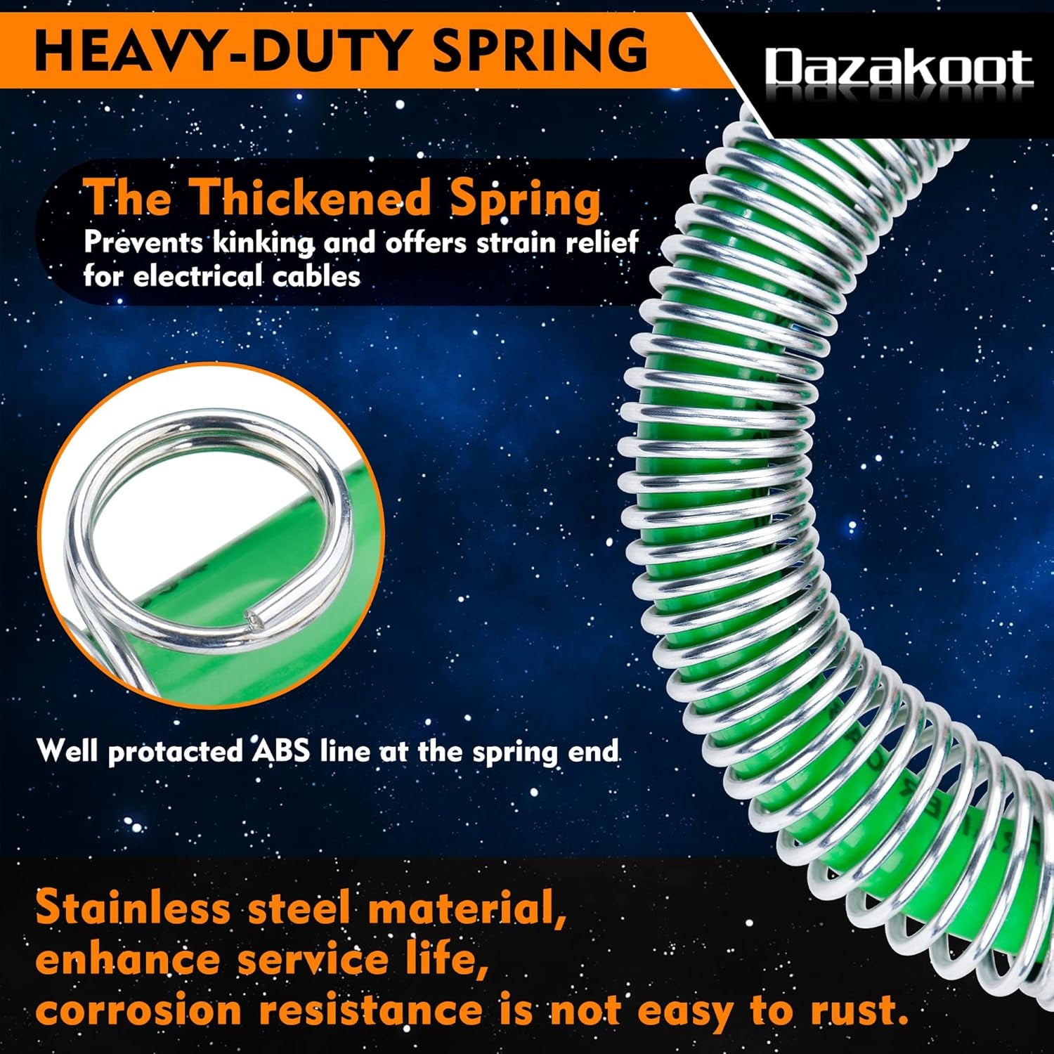 7 Way ABS Cord, 12FT 7 Way Coiled Trailer Cord, Heavey Duty Electrical Power Cable for Semi Truck Tractors - Green TRUCK DRIVER