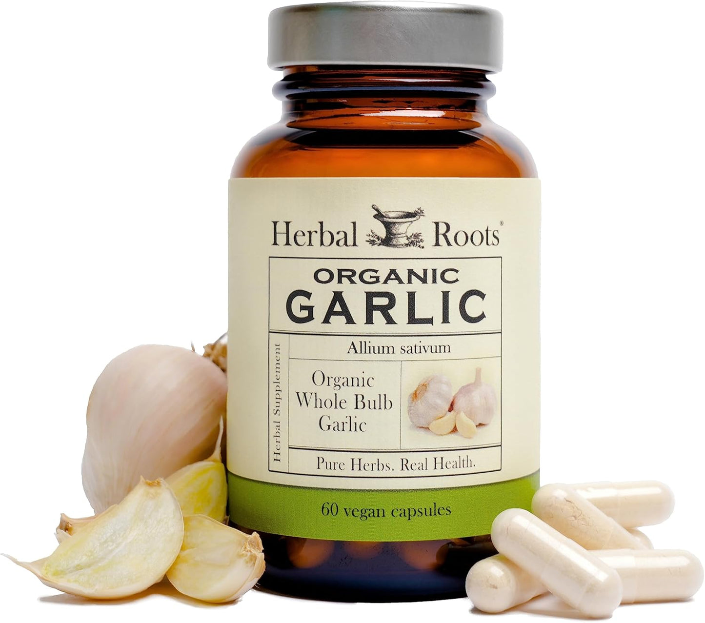 Organic Whole Bulb Garlic Pills - Potent Extra Strength | 600 Mg - 60 Organic Vegan Capsules TLBH