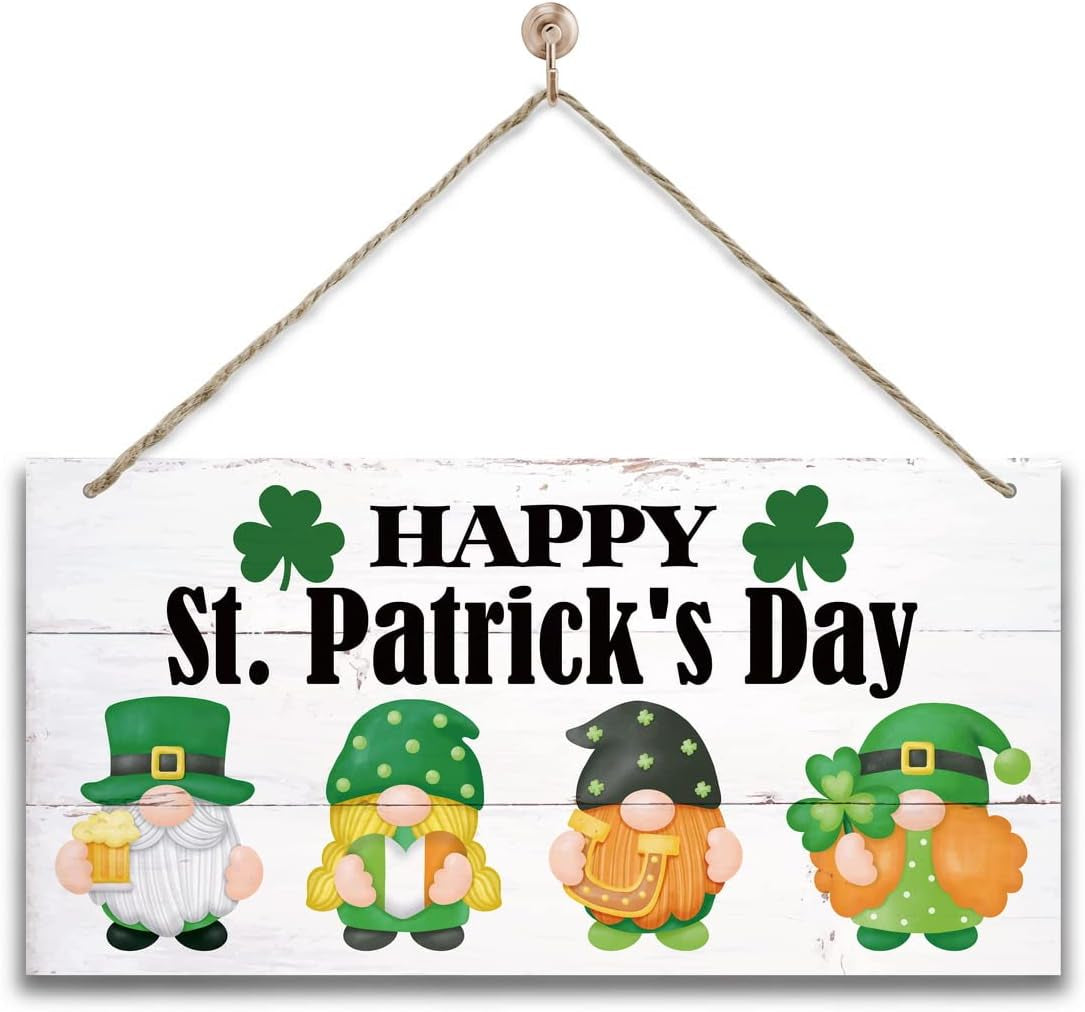 Hanging St. Patricks Day Wood Decor Sign, Let the Shenanigans Begin Printed Wood Wall Art Sign, Home Signs Decor, Hanging Door Wood Sign, Shamrock Sign, St Patricks Day Decor, Rustic Farmhouse Decor