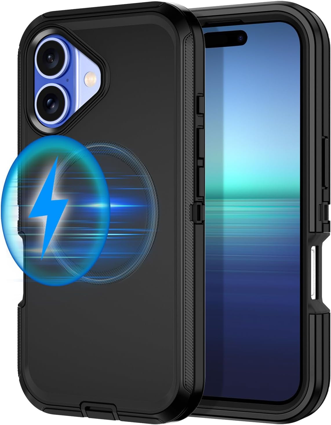 For Iphone 16E Case [Compatible with Magsafe] Shockproof 3-Layer Full Body Protection [Without Screen Protector] Rugged Heavy Duty Cover Case for Apple Iphone 16E 6.1",Turquoise