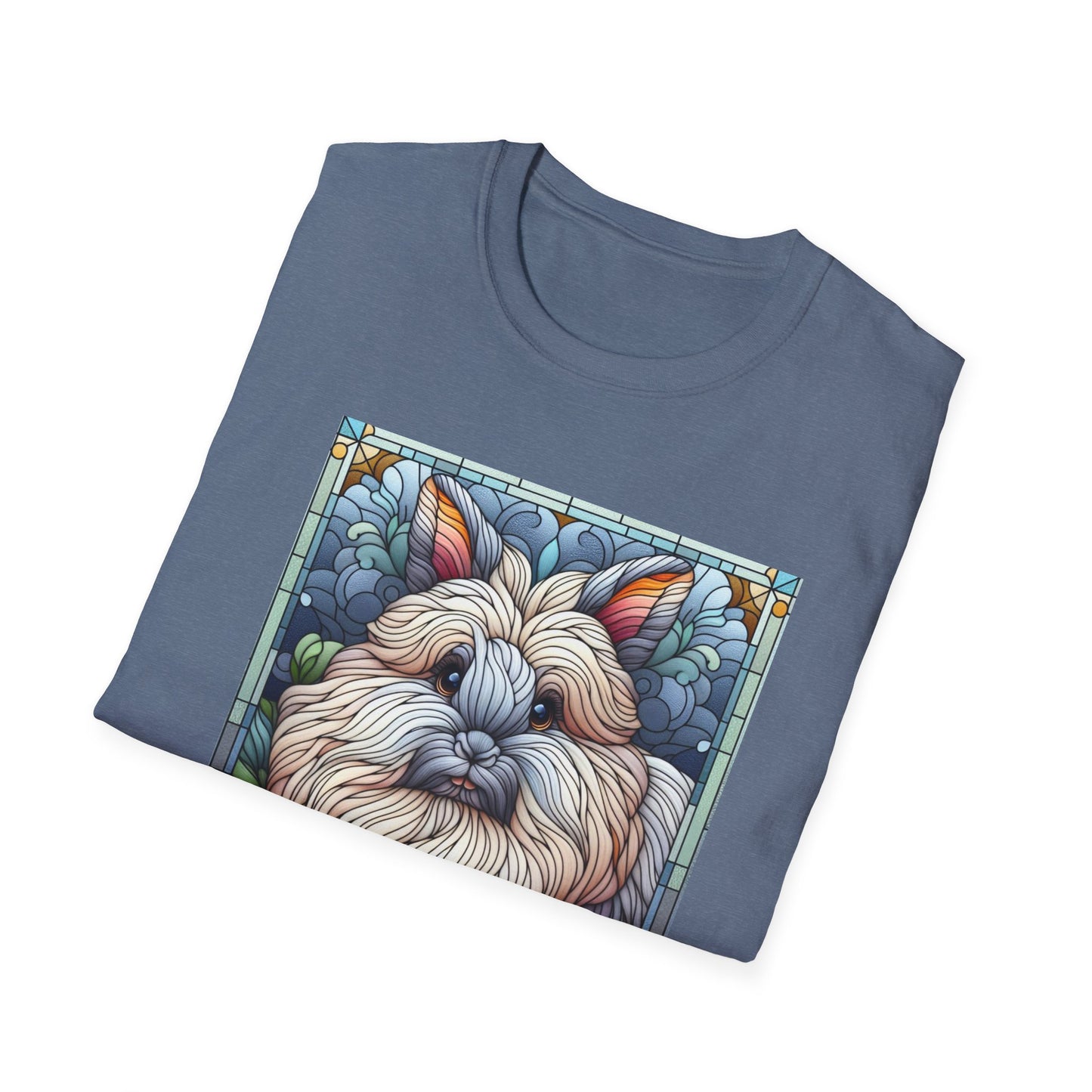 Angora Rabbit Animal Stained Glass Design Unisex Softstyle T-Shirt