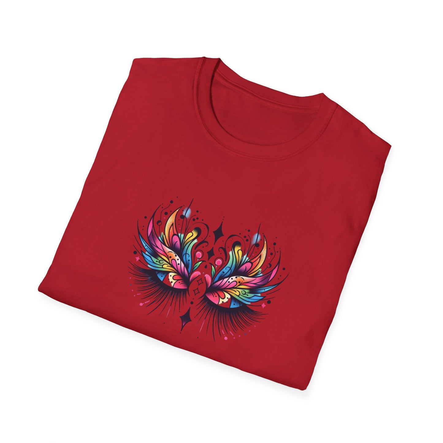 Colorful Boho LASHES Peacock Unisex Softstyle T-Shirt