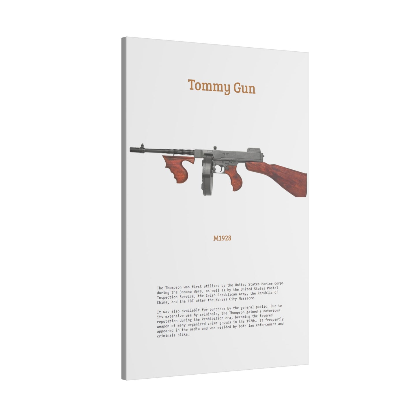Thompson submachine gun TOMMY GUN M1928 Matte Canvas, Stretched, 0.75" (Multi-Size)