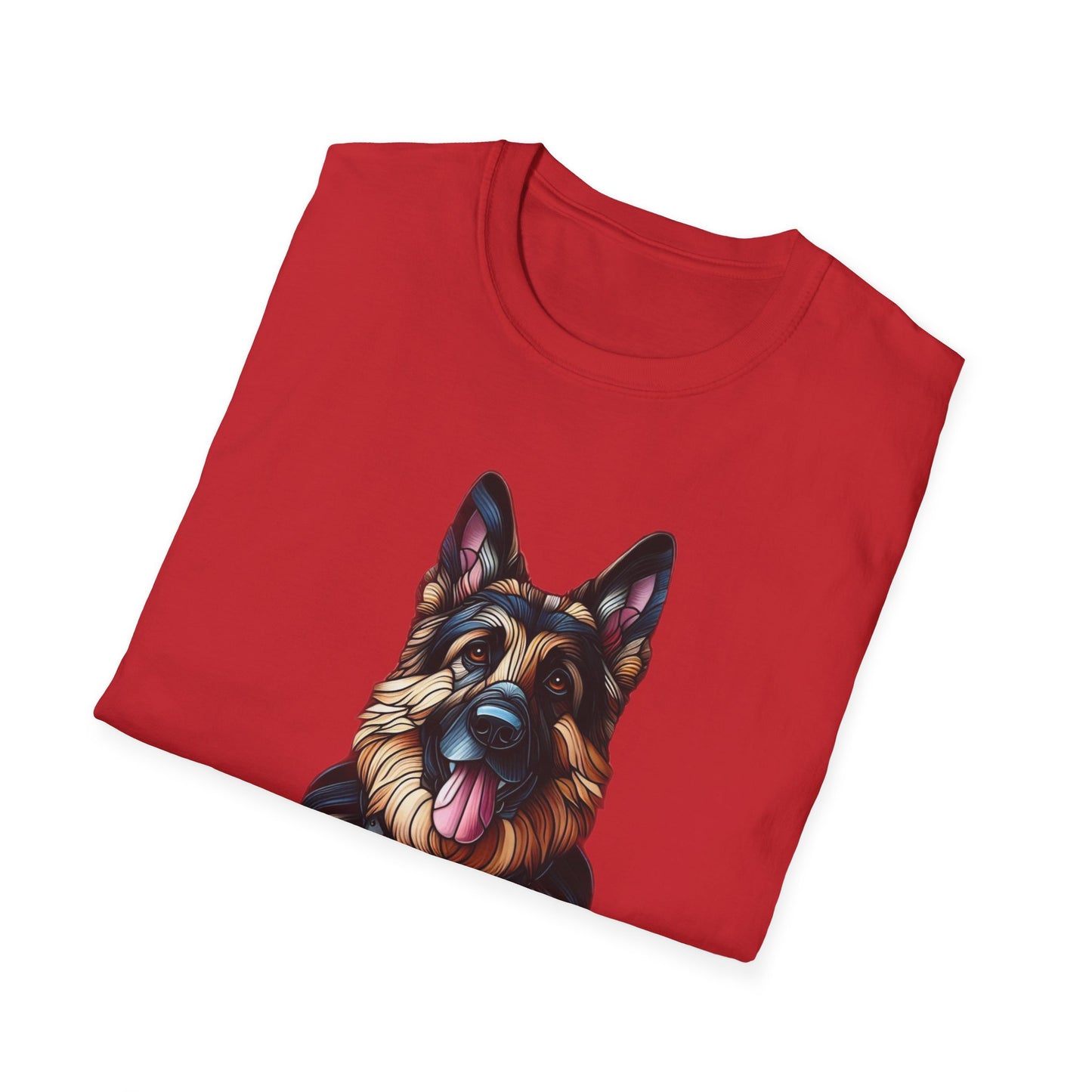 German Shepherd Stained Glass Unisex Softstyle T-Shirt