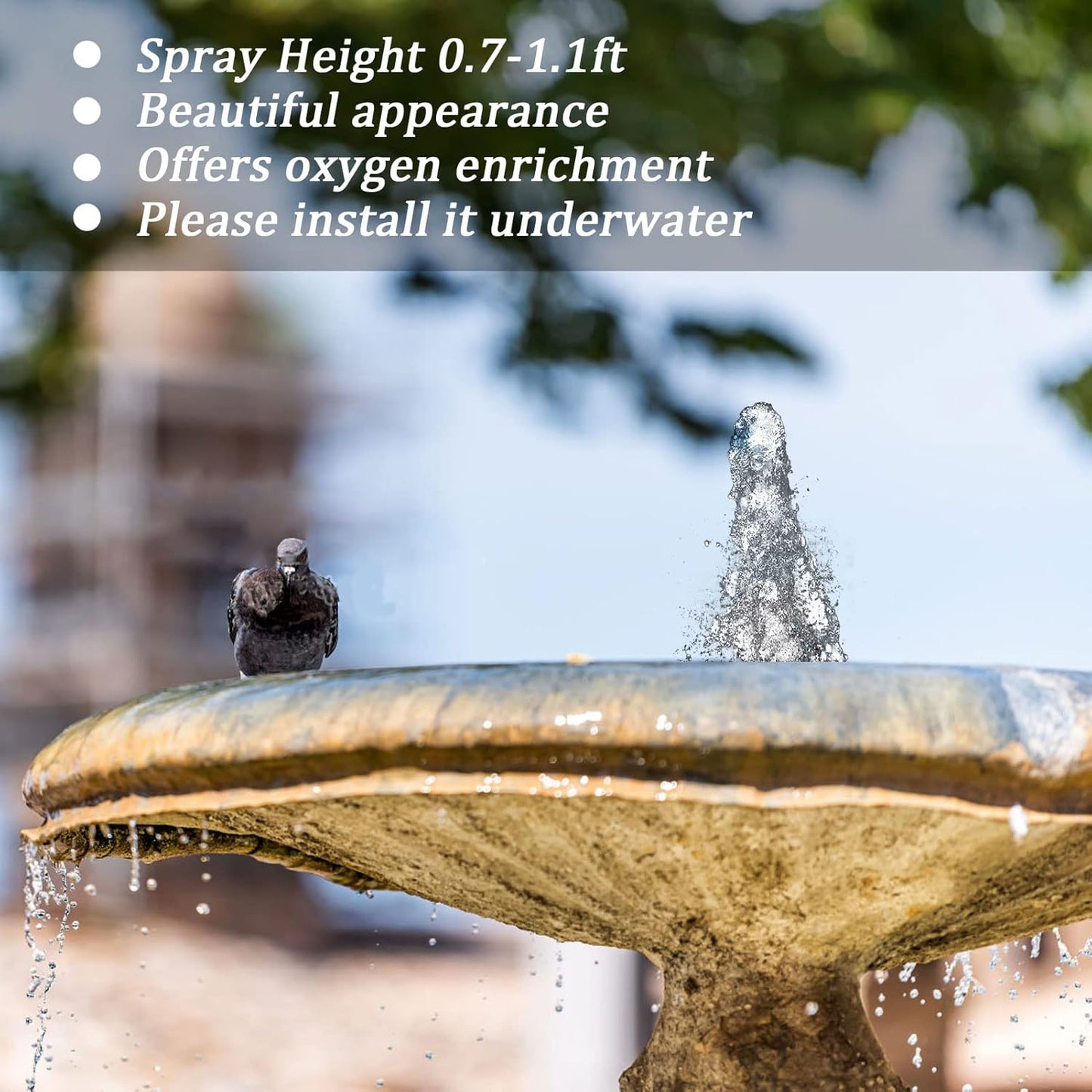 Brass Bubbling Fountain Nozzle, G1/2 Female Thread G3/4 Male Thread Spray Head Pond Sprinkler for Garden Pond Amusement Parks Library