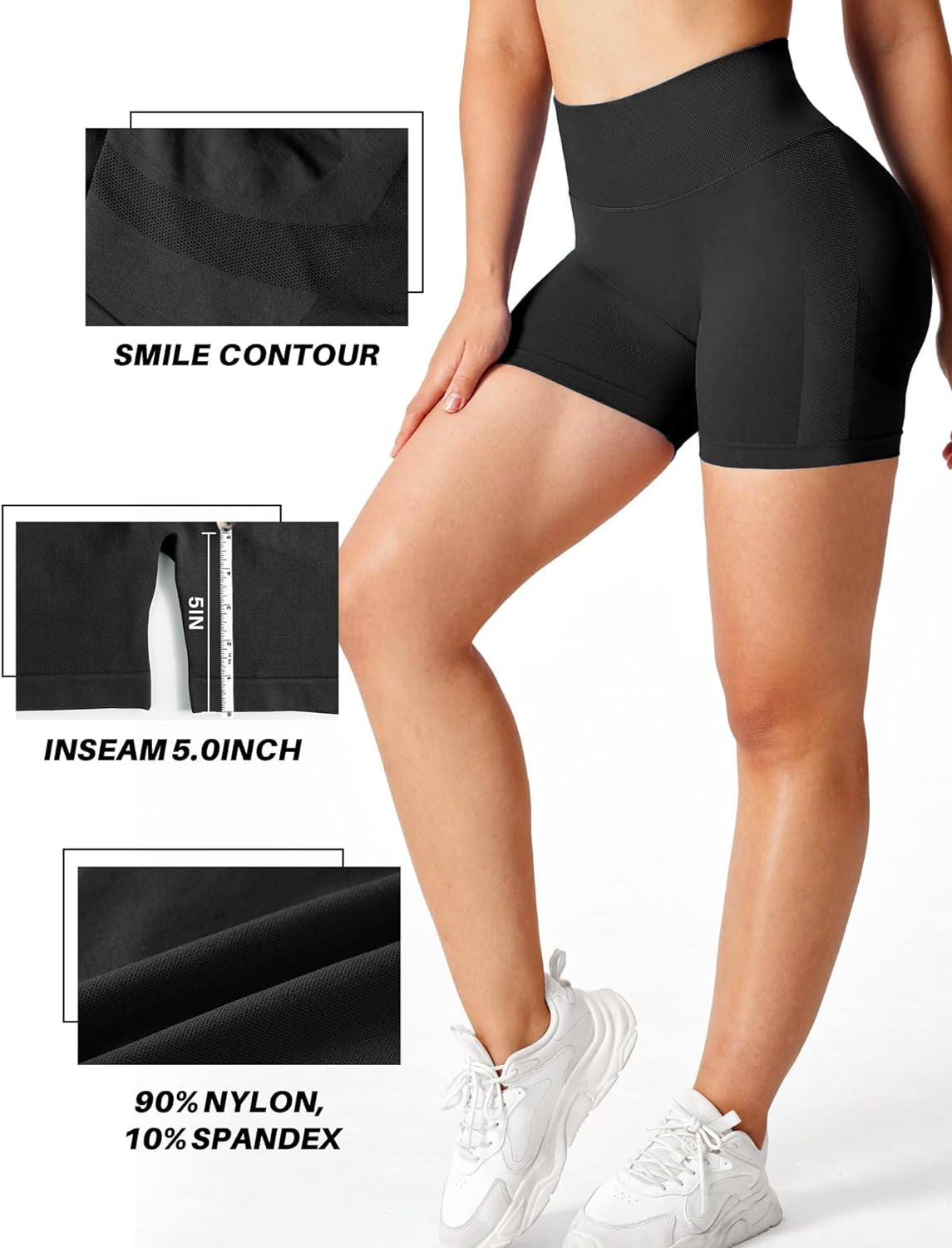 Womens Scrunch Gym Butt Lifting Seamless 5" Shorts Yoga High Waisted Workout Athletic Running Sport Active Booty Shorts