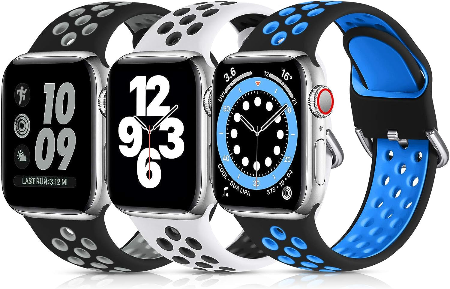 3 Pack Sport Bands Compatible with Apple Watch Band 44Mm 49Mm 45Mm 42Mm 41Mm 40Mm 38Mm for Men Women,Soft Silicone Breathable Band for Apple Watch Se/Ultra Iwatch Series 9 8 7 6 5 4 3 2 1