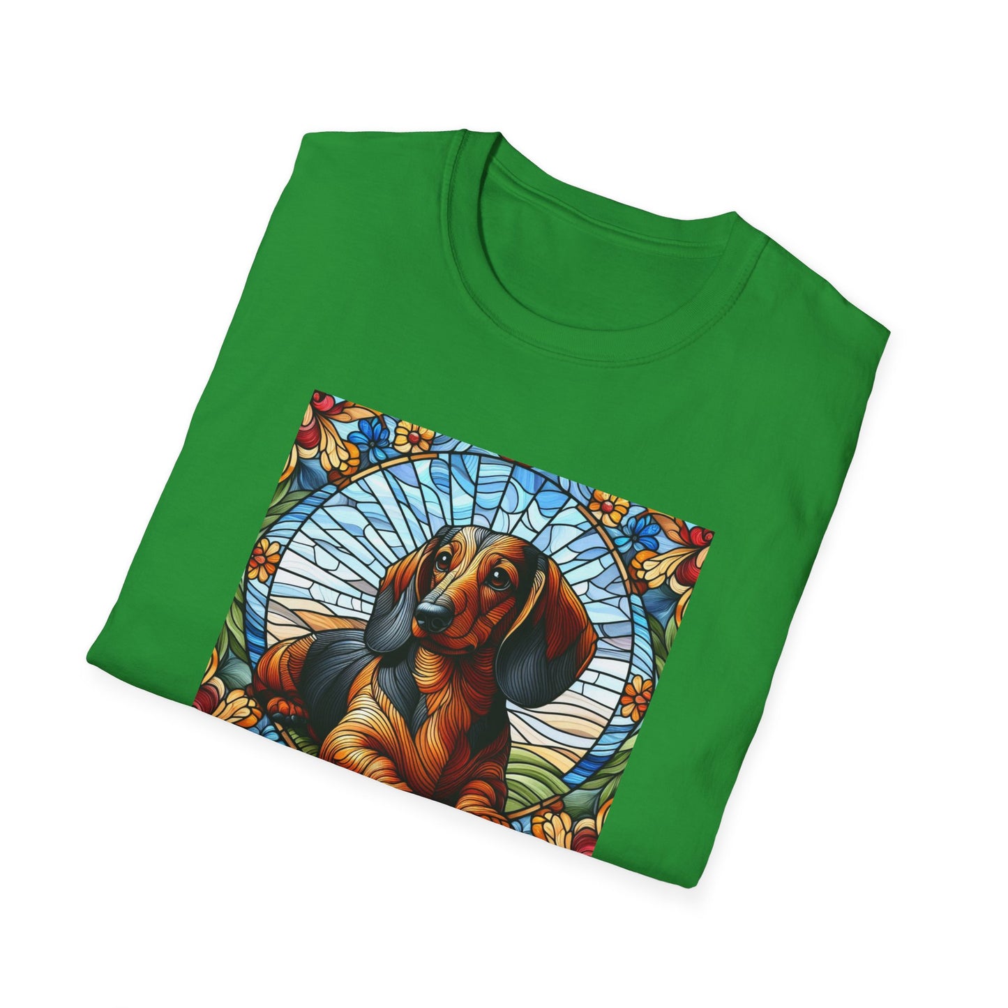 Dachshund Stained Glass Unisex Softstyle T-Shirt