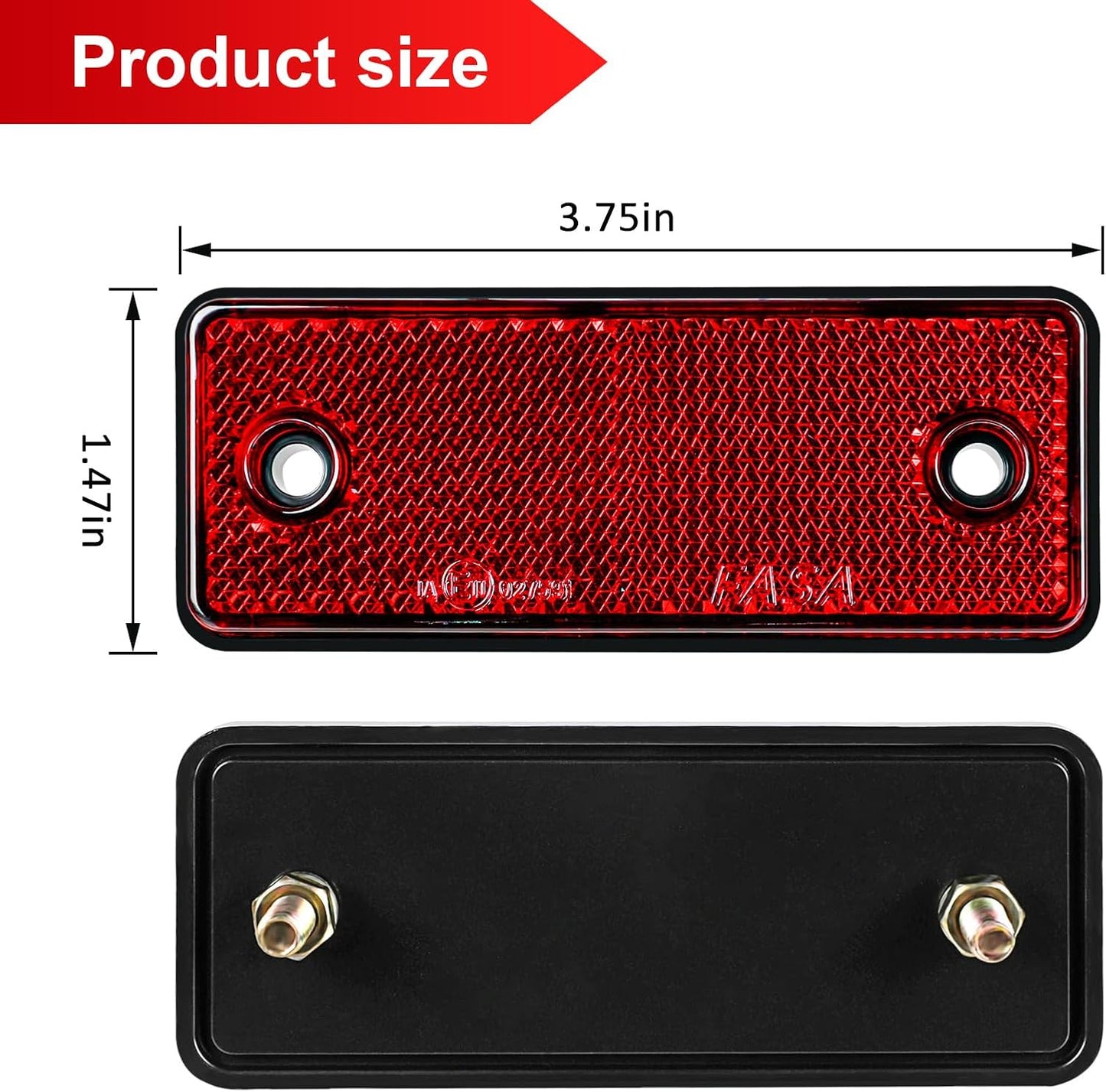 10 Pack Red Screw on Rectangular Reflectors, E11 Approval Road Safety Gate Posts Rear Reflectors for Trailer Caravan Truck Tractor Boat Lorry Motorcycle Fence Gate Post TRUCK DRIVER
