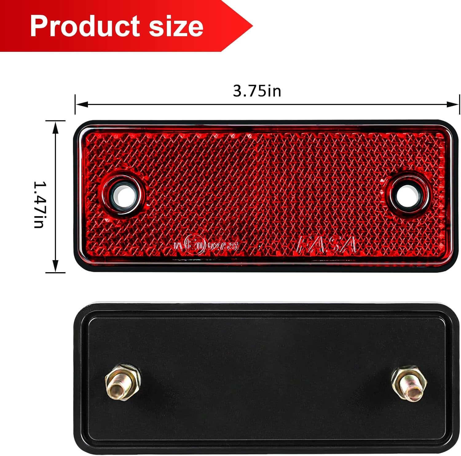 10 Pack Red Screw on Rectangular Reflectors, E11 Approval Road Safety Gate Posts Rear Reflectors for Trailer Caravan Truck Tractor Boat Lorry Motorcycle Fence Gate Post TRUCK DRIVER