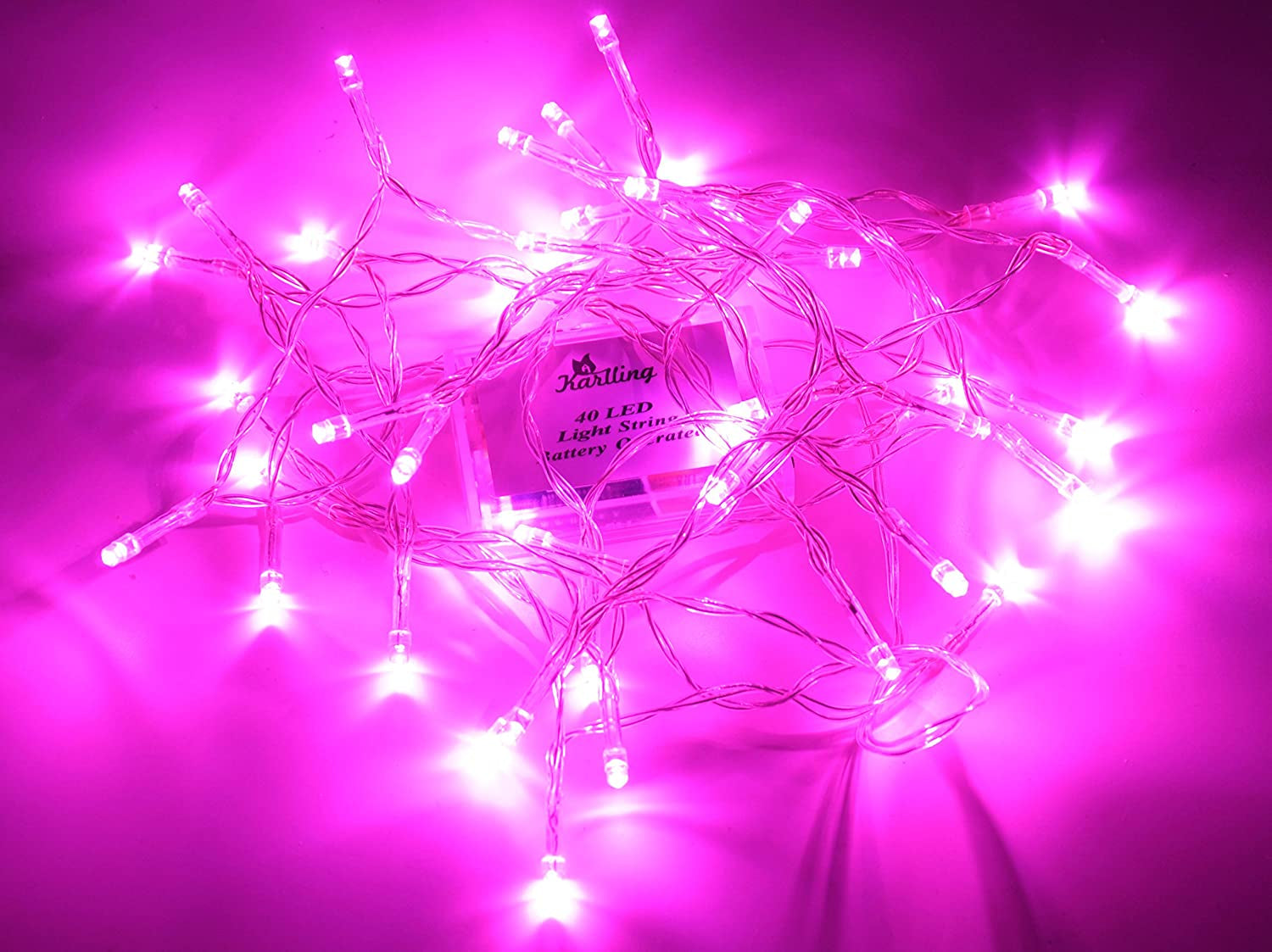 Battery Operated Pink 40 LED Fairy Light String Wedding Party Xmas Christmas Valentines Day Decorations(Pink)
