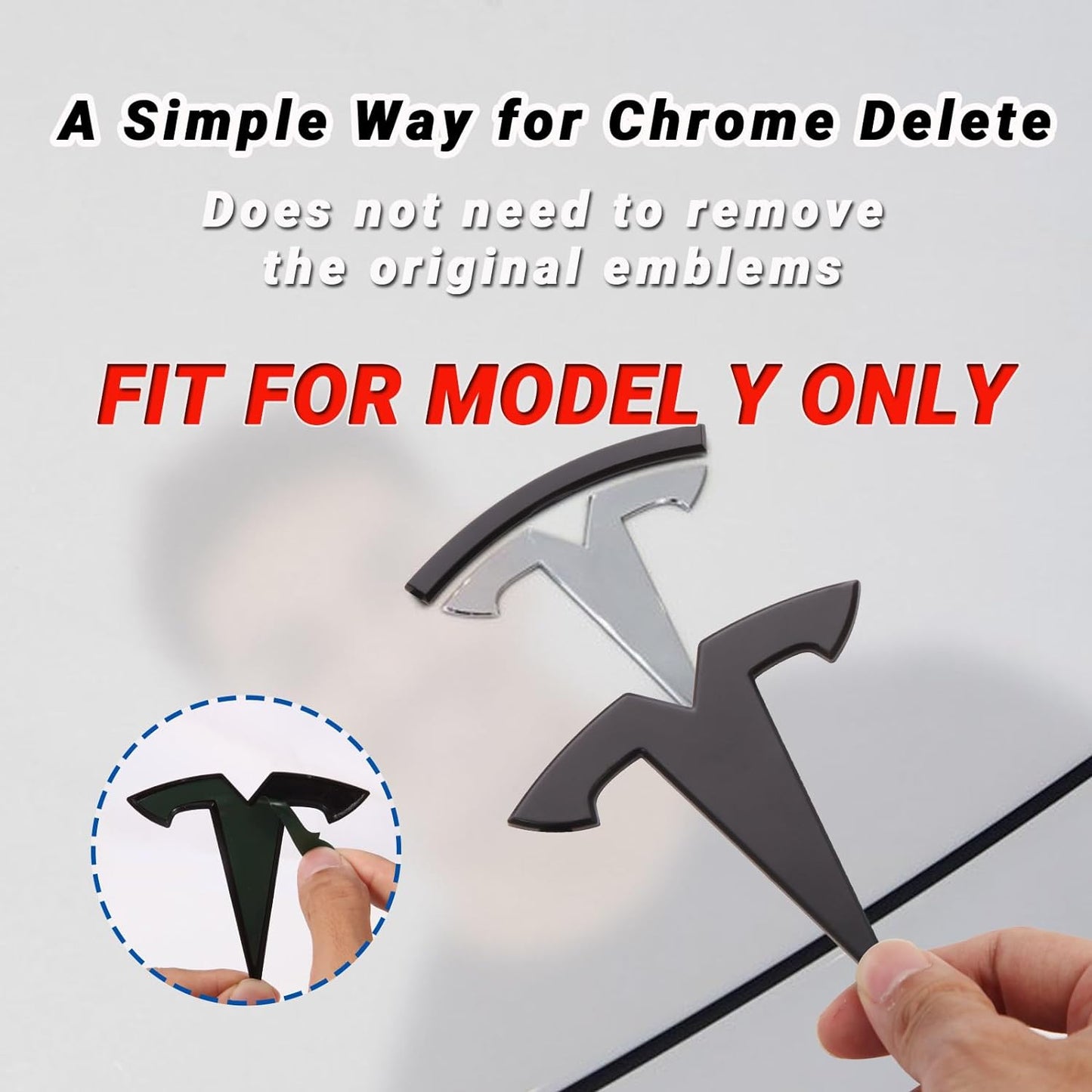 Model Y Accessories for Tesla Emblem Sticker 2Pcs/Set 2024 2023 2022 2021 2020 Logo Decal (Black)