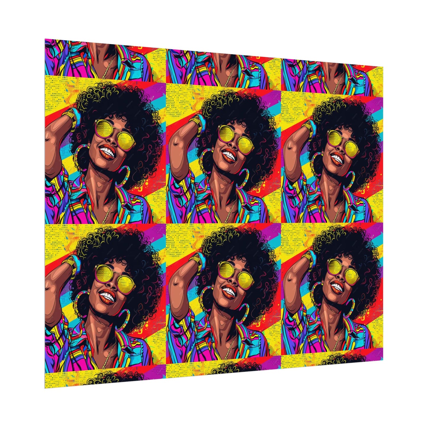 Woman afro hair with braids fat black color drawing Rolled Posters