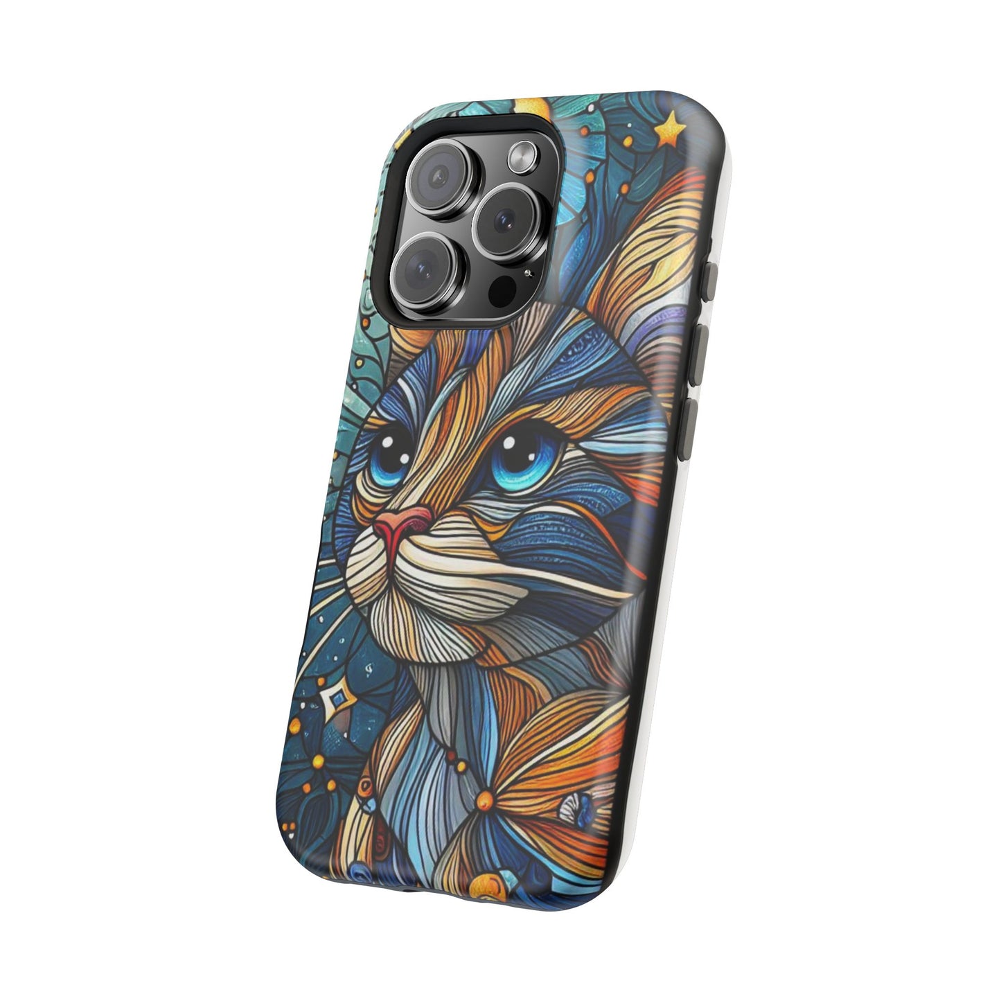 Cat-Stained Glass Magnetic Tough Cases