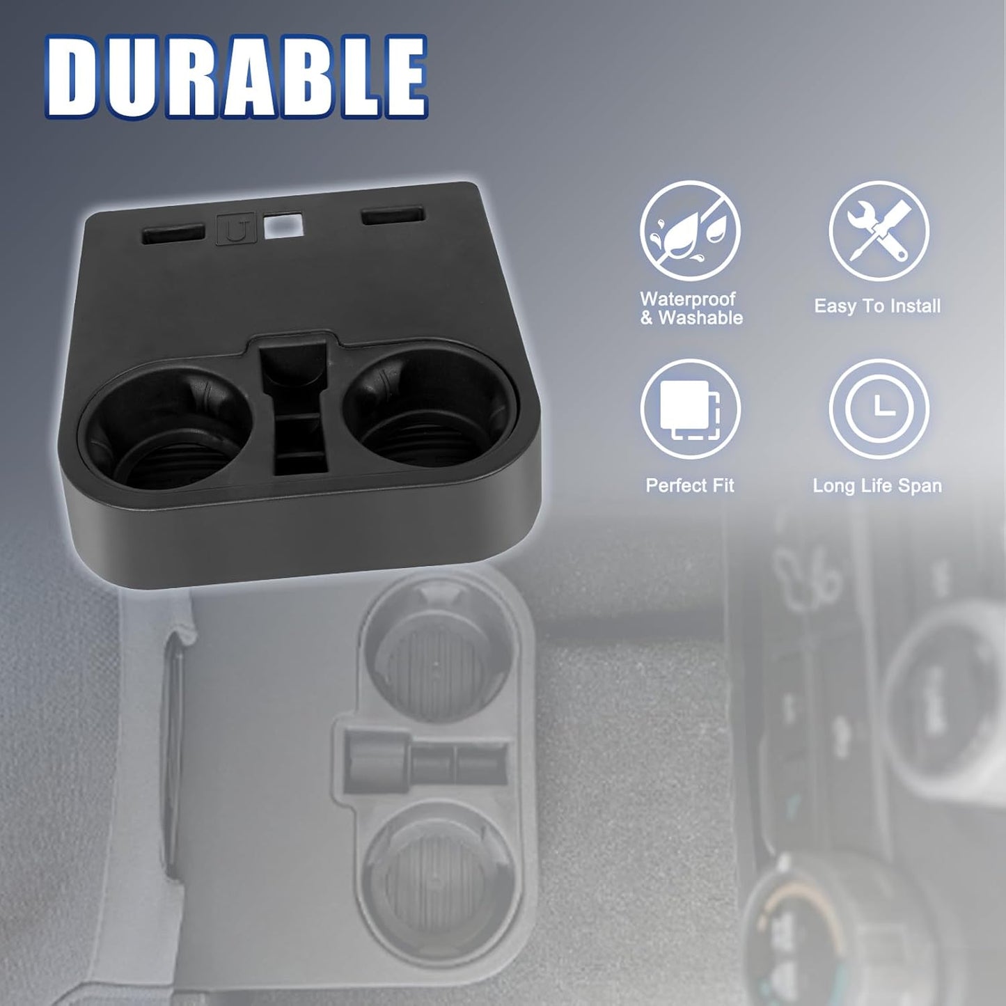 Front Center Console Cup Holder Replaces HC3Z-2813562-AB Compatible with 2015-2020 Ford F150 2017-2022 F-Series Super Duty Car under Front Seat Bottom Cup Holder Tray