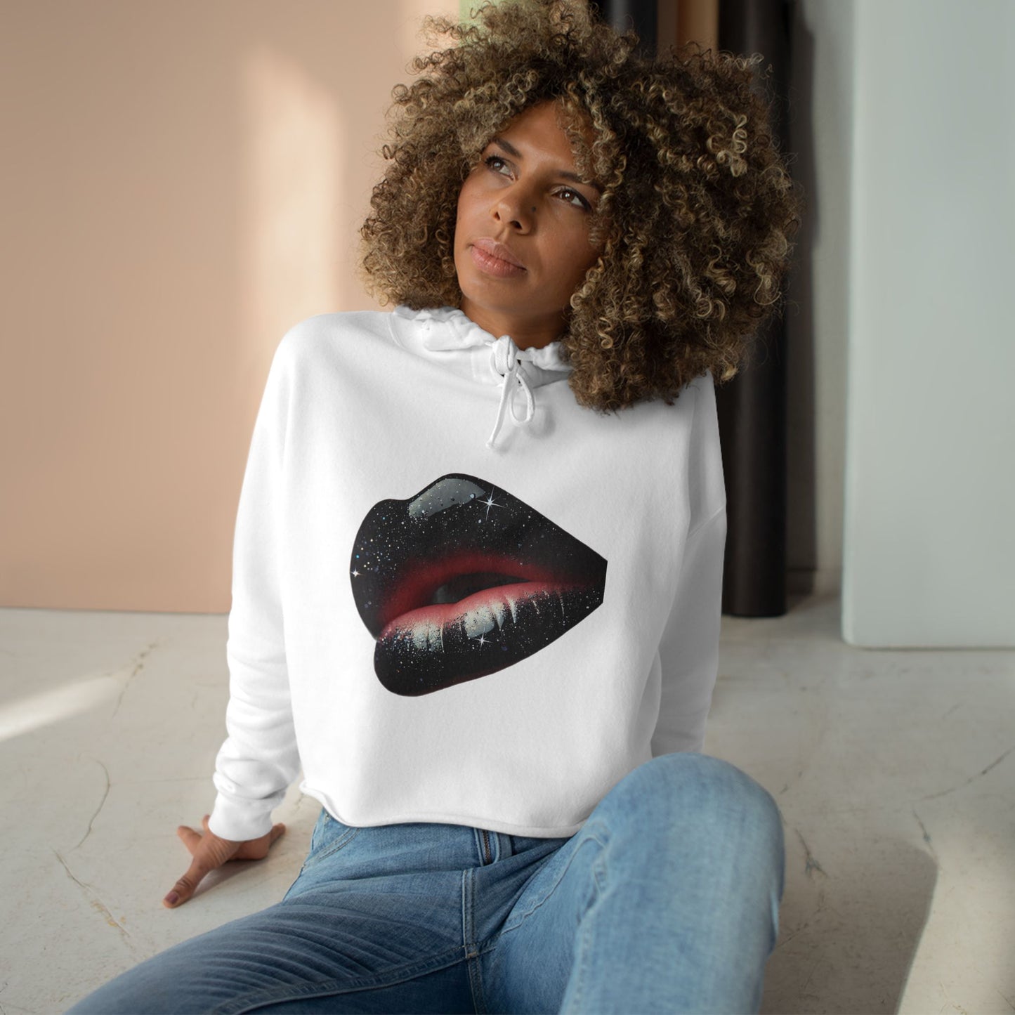GALAXY LIPS GLOSSY Crop Hoodie