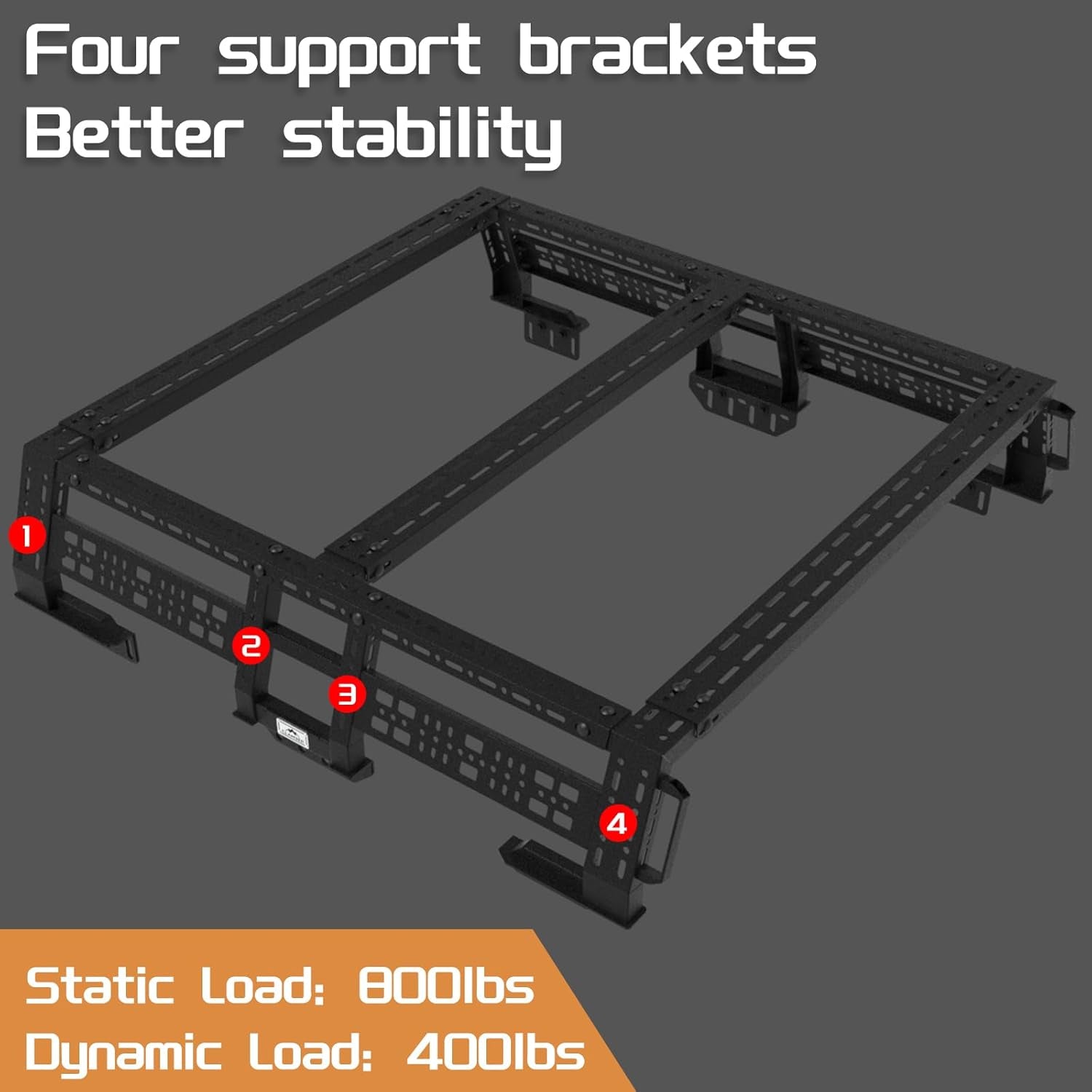 Overland Bed Rack for Full-Size Pickup With/Without Bed Rails | Adjustable Width Compatible with Ford F-Series,Silverado,Sierra,Ram, Titan & Xd,Tundra(See Image for Size Chart)