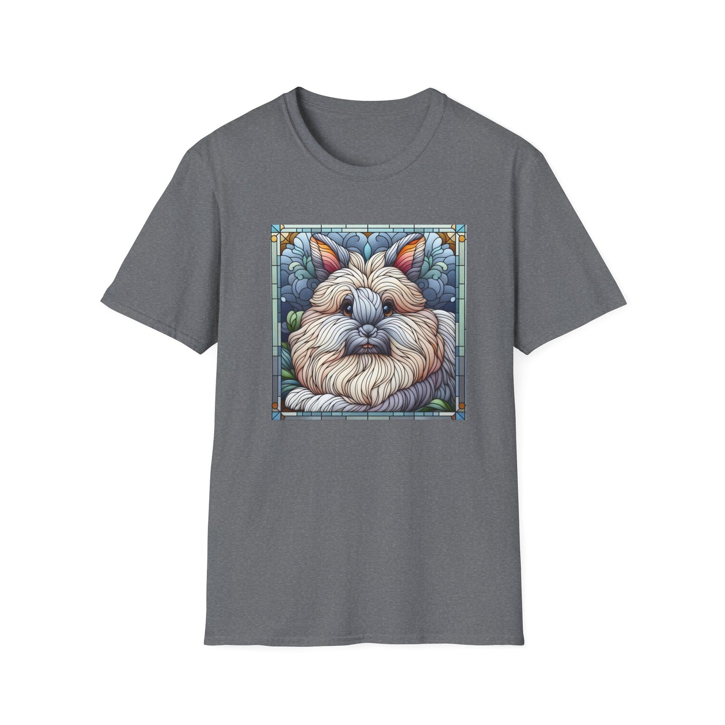 Angora Rabbit Animal Stained Glass Design Unisex Softstyle T-Shirt