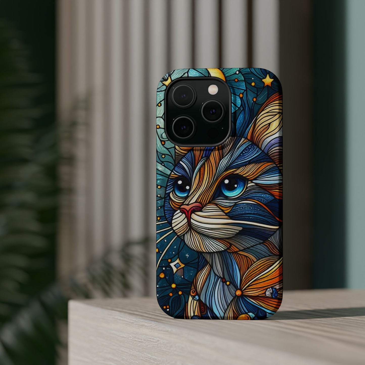Cat-Stained Glass Magnetic Tough Cases