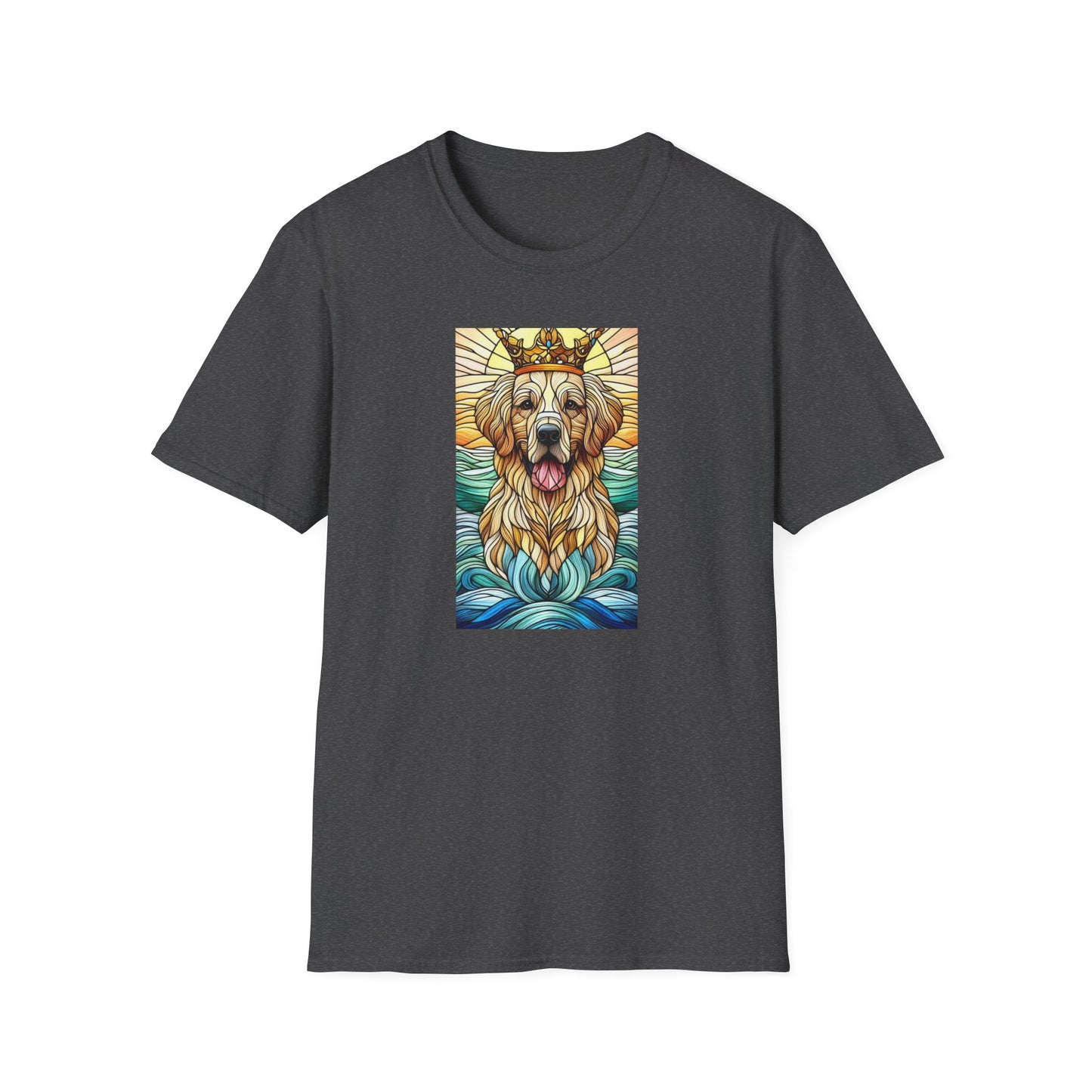 Golden Retriever Animal Stained Glass Design Unisex Softstyle T-Shirt