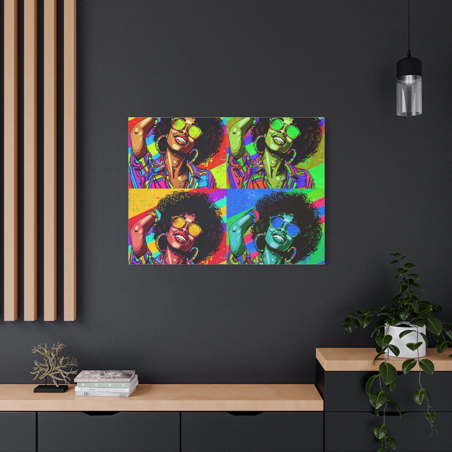 BLACK BEAUTY COLORFULL ANDY WARHOL STYLE Matte Canvas, Stretched, 1.25"