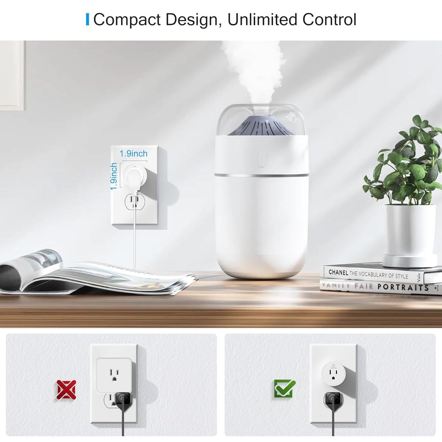 Smart Plug, Smart Plugs That Work with Alexa and Google Home, Compatible with Smartthings, Smart Outlet with Wifi Remote Control and Timer Function, 2.4Ghz Wi-Fi Only, 4 Packs