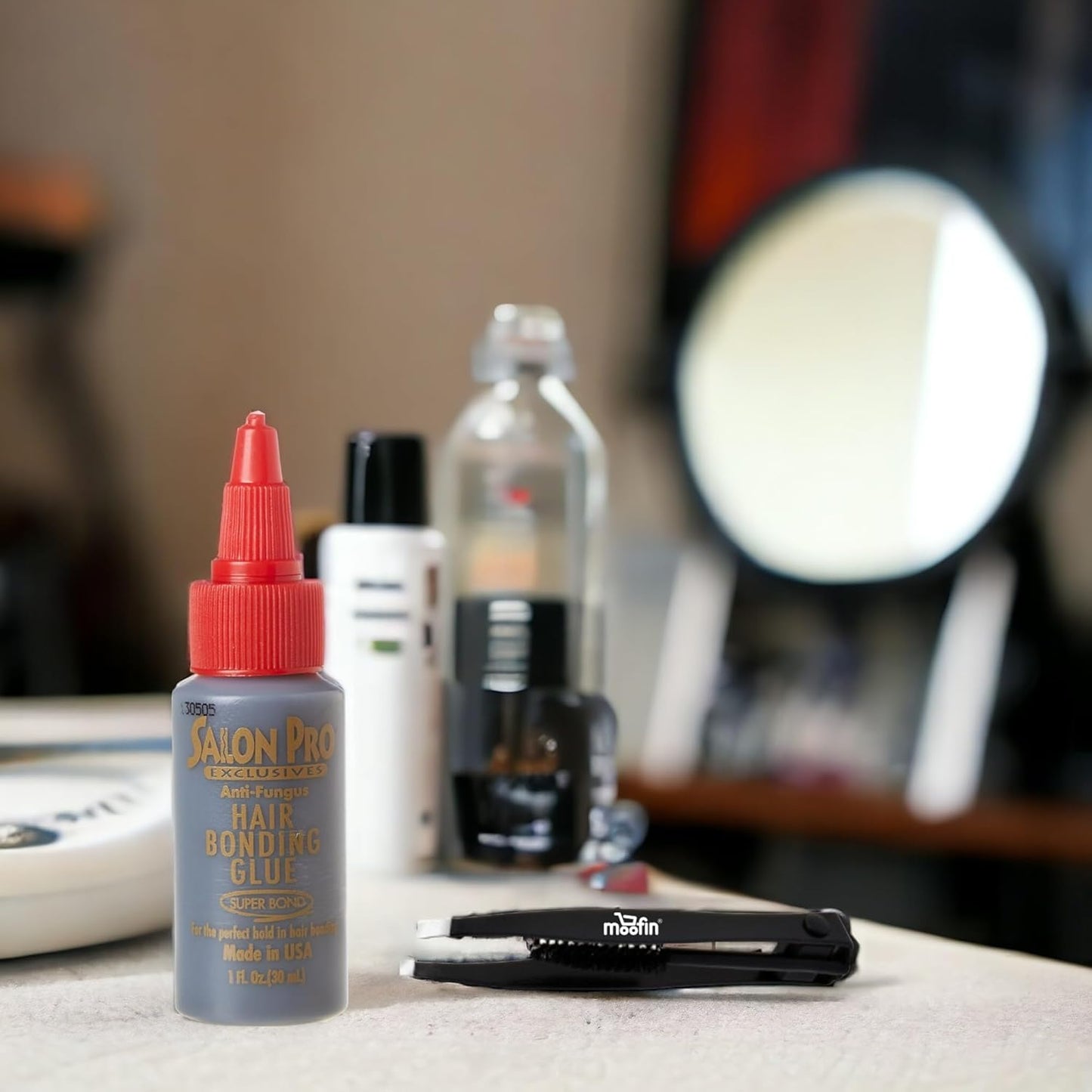 Hair Bonding Glue, 1 Fl Oz - Durable Secure Hair Glue for Extensions with  Eyebrow Tweezers - Suitable for All Hair Types - Black Pack of 2