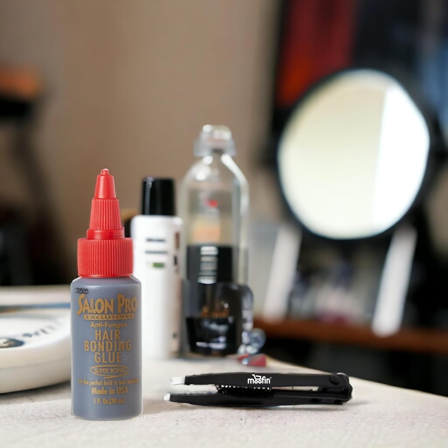 Hair Bonding Glue, 1 Fl Oz - Durable Secure Hair Glue for Extensions with  Eyebrow Tweezers - Suitable for All Hair Types - Black Pack of 2