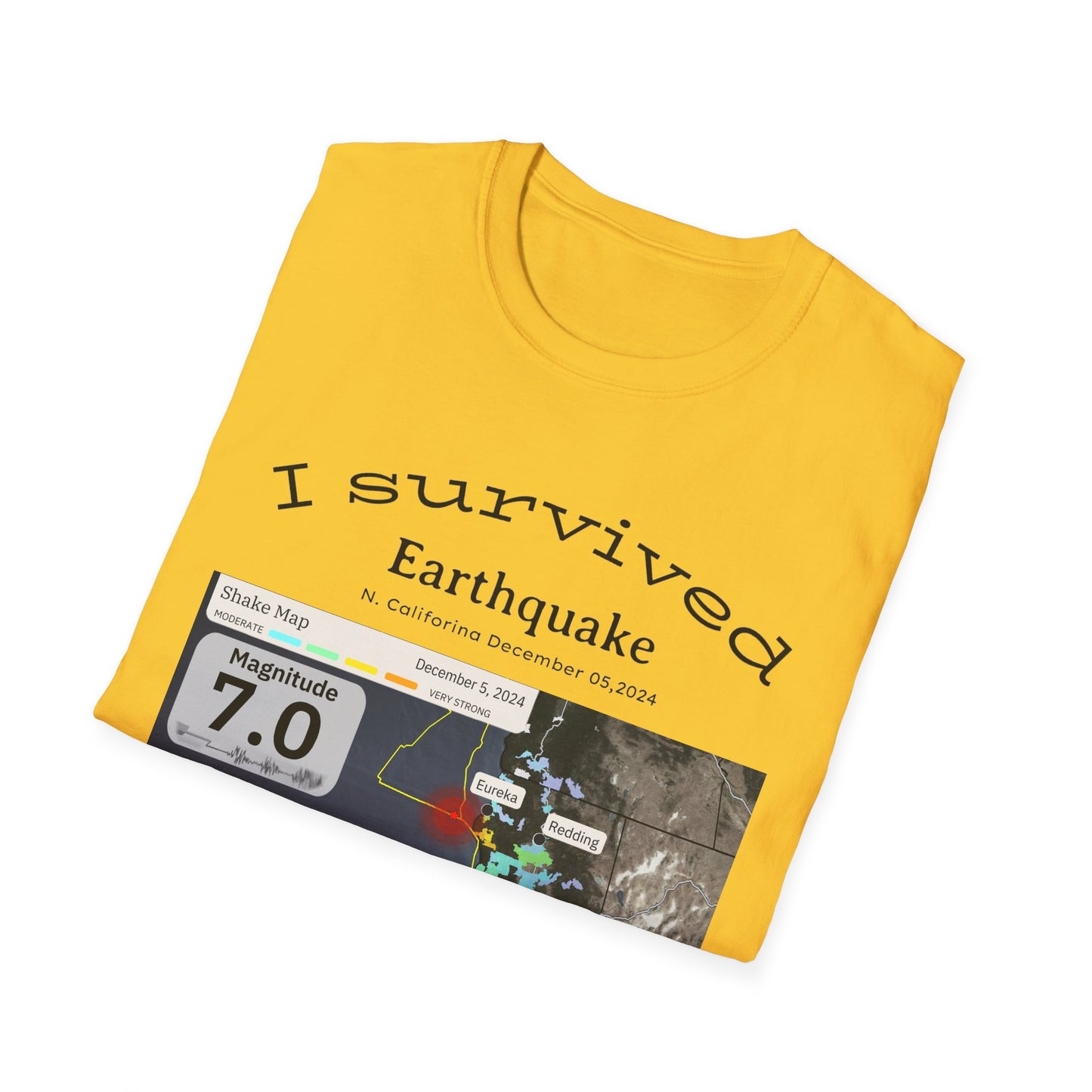 I survived Earthquake N. California December 5, 2024, Unisex Softstyle T-Shirt