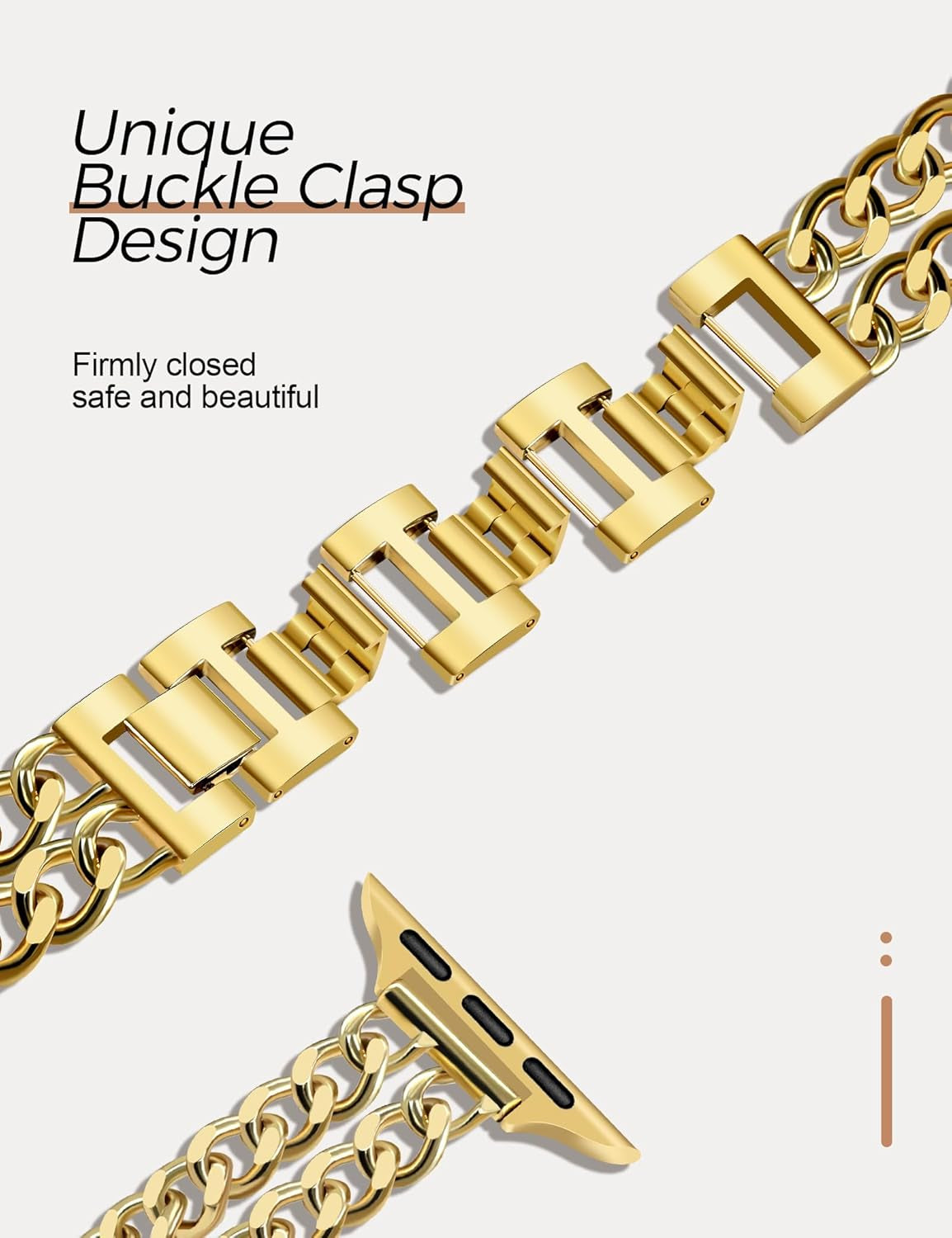 Gold Watch Bands for Women Compatible with Apple Watch Band 38Mm 40Mm 41Mm Adjustable Metal Band Cowboy Steel Chain Bracelet for Iwatch Series 9/8/7/6/5/4/3/2/1/Se/Ultra (No Case)