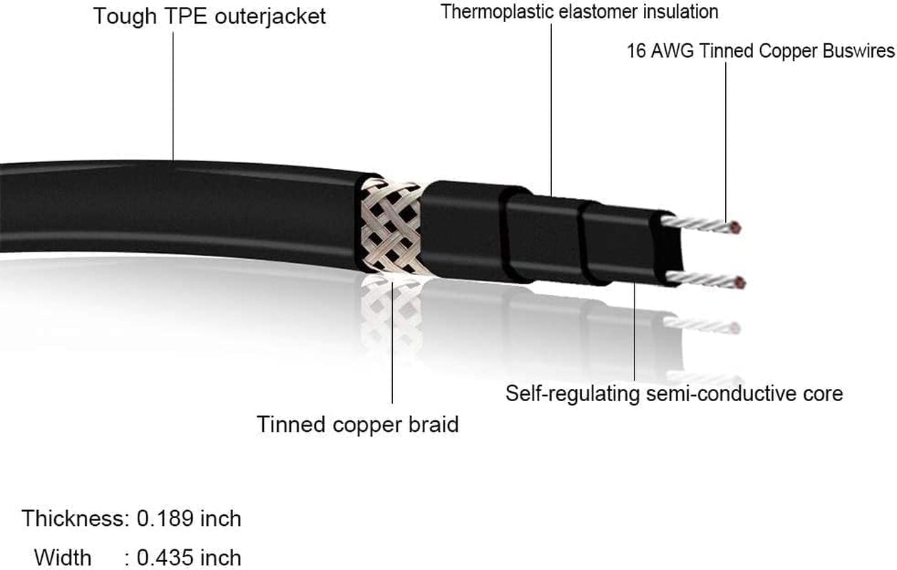 HISFW 50-Feet 120V Self Regulating Heating Cable, Wet or Dry,Industrial Grade