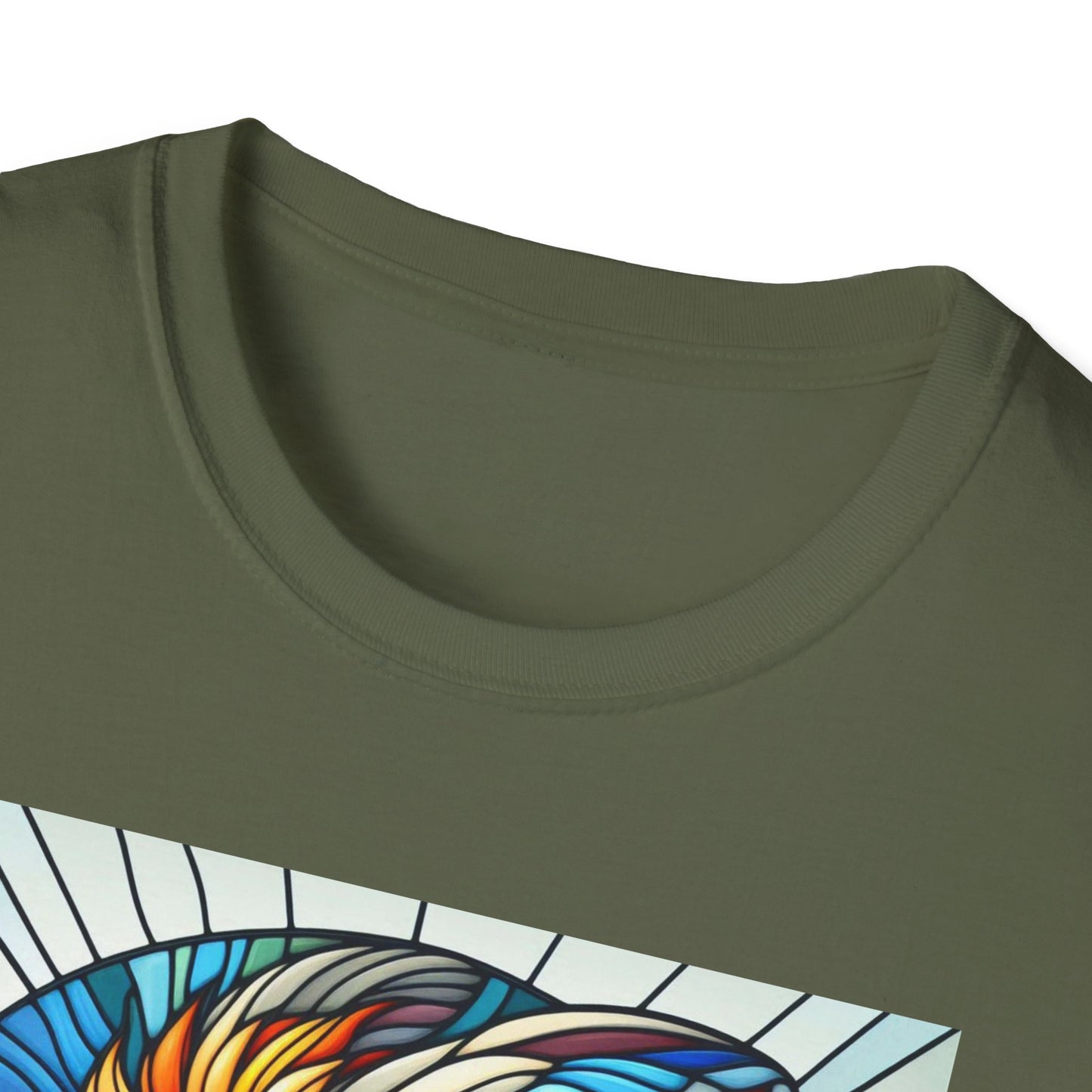 Lionhead Rabbit Animal Stained Glass Design Unisex Softstyle T-Shirt