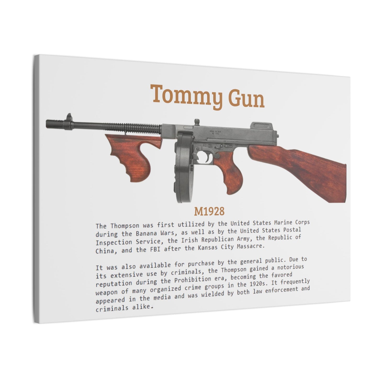 Thompson submachine gun TOMMY GUN M1928 Matte Canvas, Stretched, 0.75" (Multi-Size)