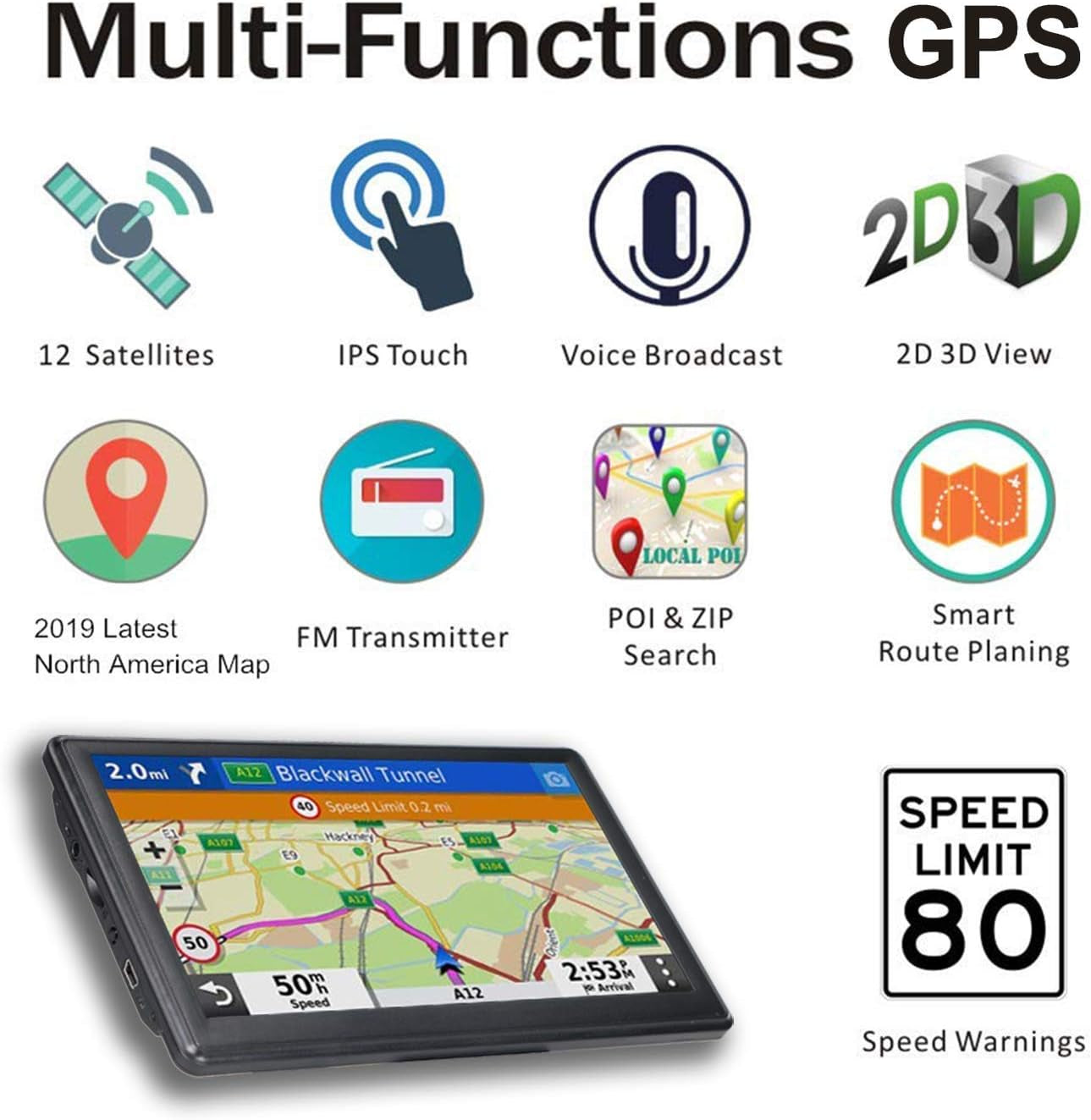 N800 GPS Navigator for Car with Bluetooth, 7” Truck GPS Commercial Drivers, 2025 Maps (Free Lifetime Updates), Semi Trucker GPS Navigation Systems, Custom Truck Routing TRUCK DRIVER