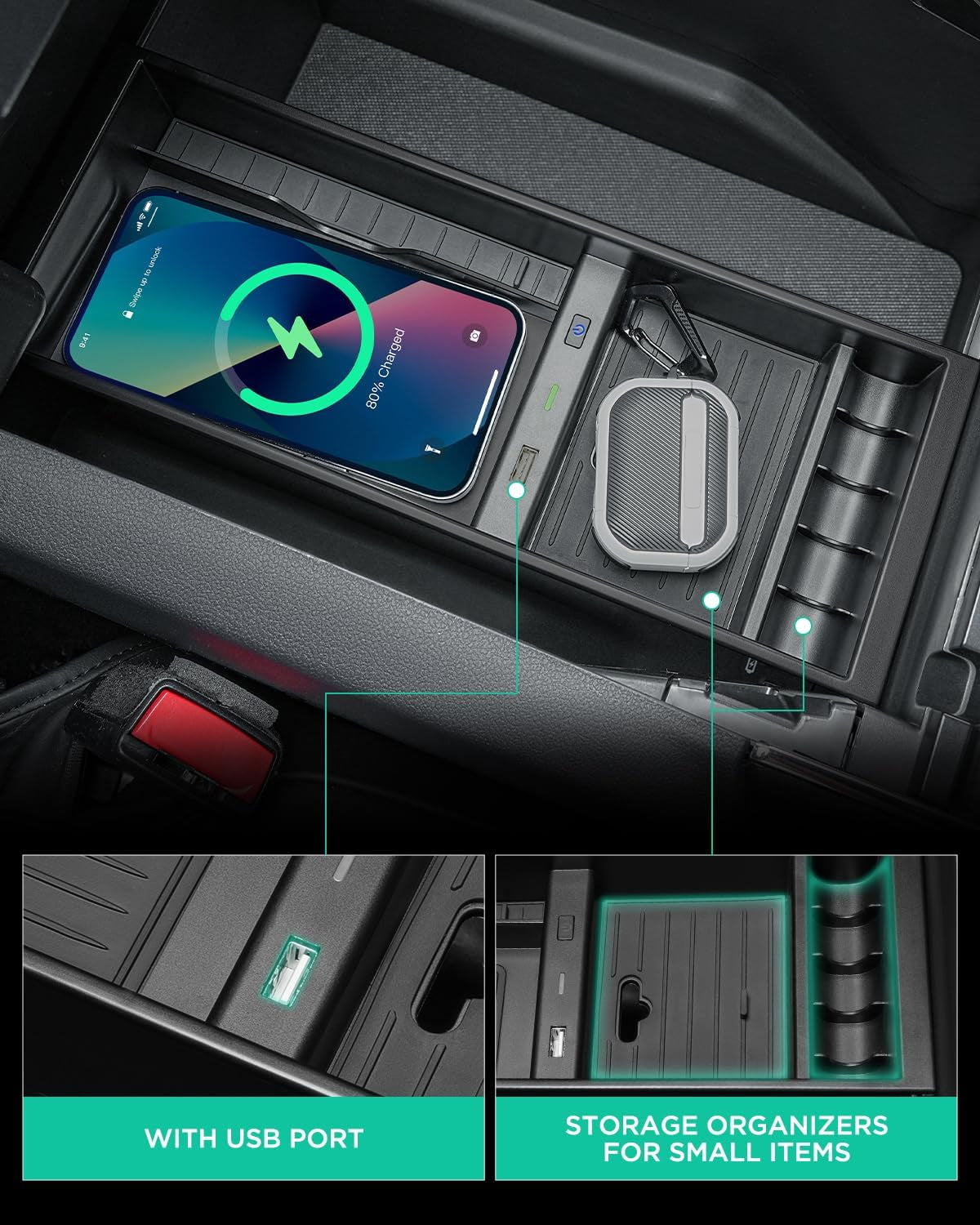 ® for Ford F150 Wireless Charger 2009-2024, Center Console Organizer Box for F-150, OEM Truck Accessory for F150 2024 2023 2022 2021 2020 2019 2018 2017 2016 2015 2014 2013 2012 2011 2010 2009 TRUCK DRIVER
