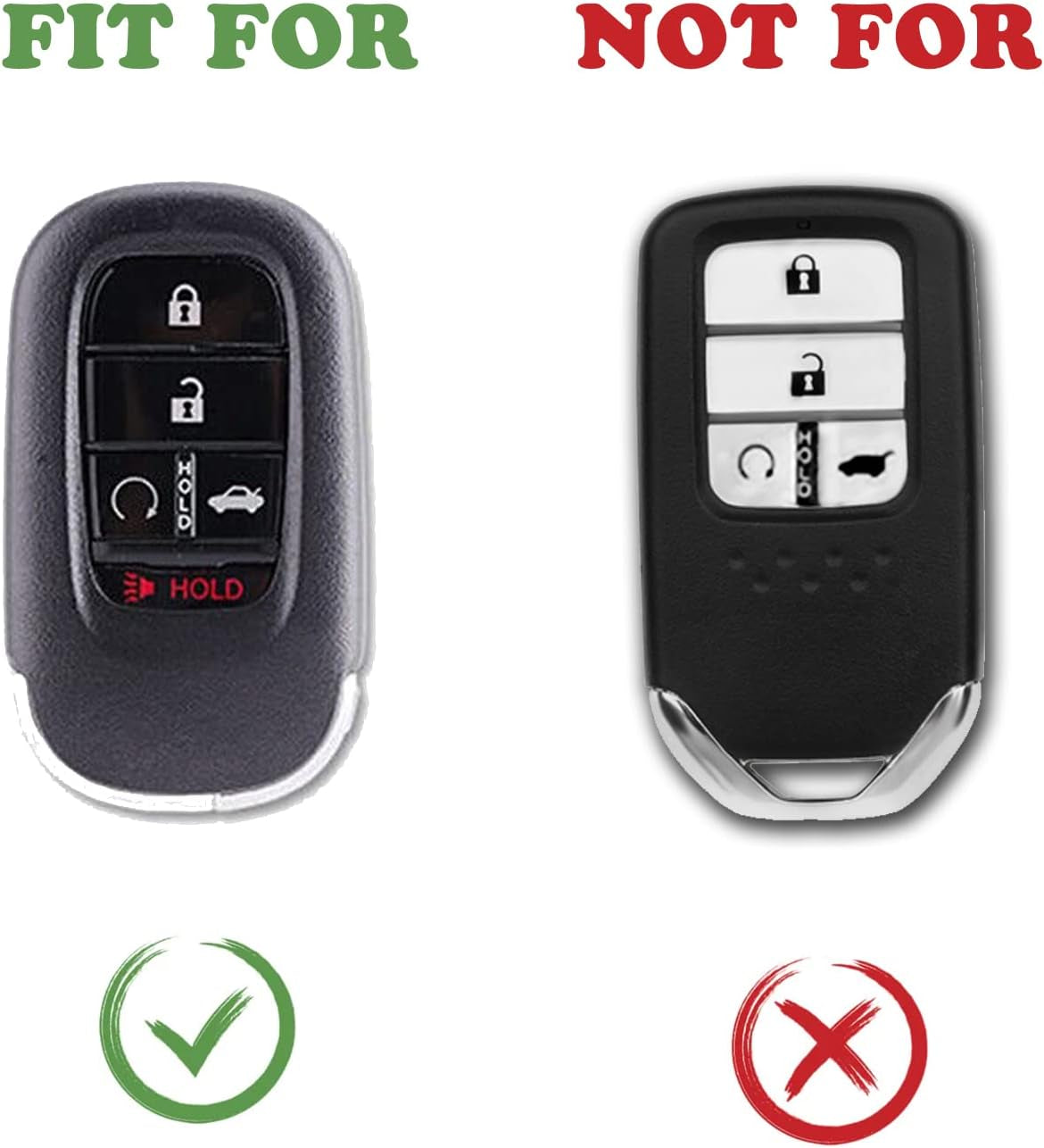 Key Fob Cover for (5 Buttons) Honda 2022 2023 2024 2025 Civic Accord HR-V Pilot CR-V, Silicone, 2-Pack, Black