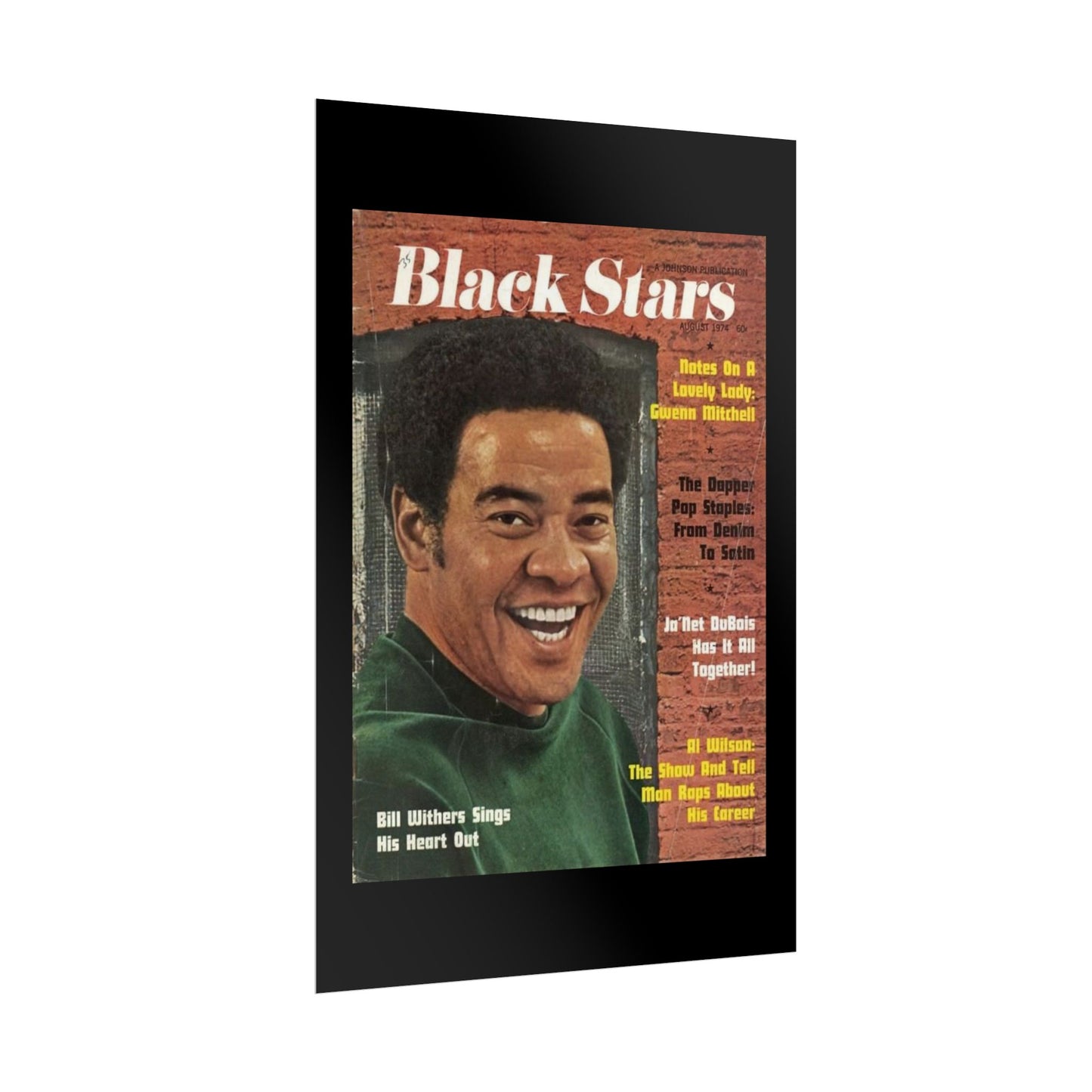 Vintage Music Rolled Posters - Bill Withers, August 1974 Design