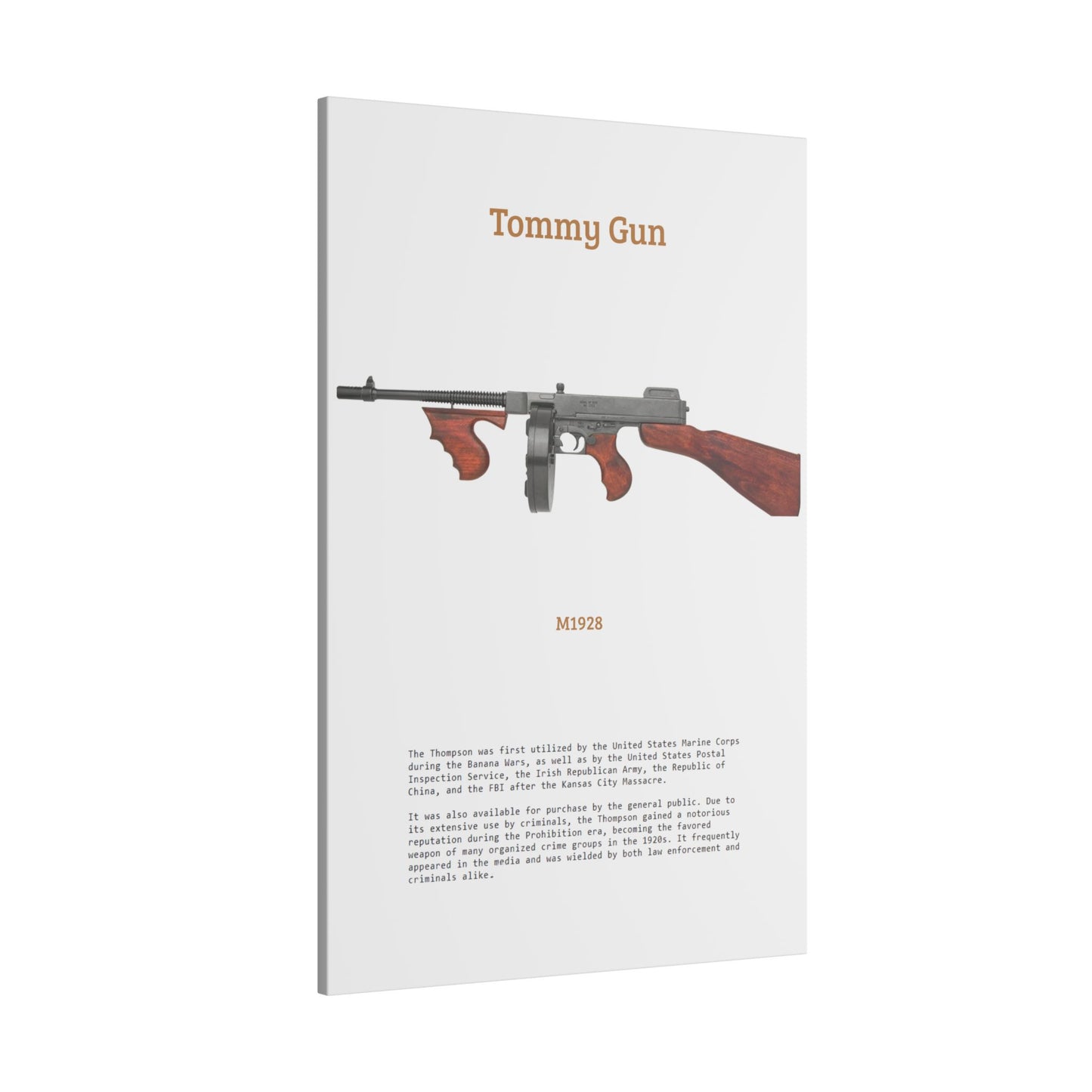 Thompson submachine gun TOMMY GUN M1928 Matte Canvas, Stretched, 0.75" (Multi-Size)