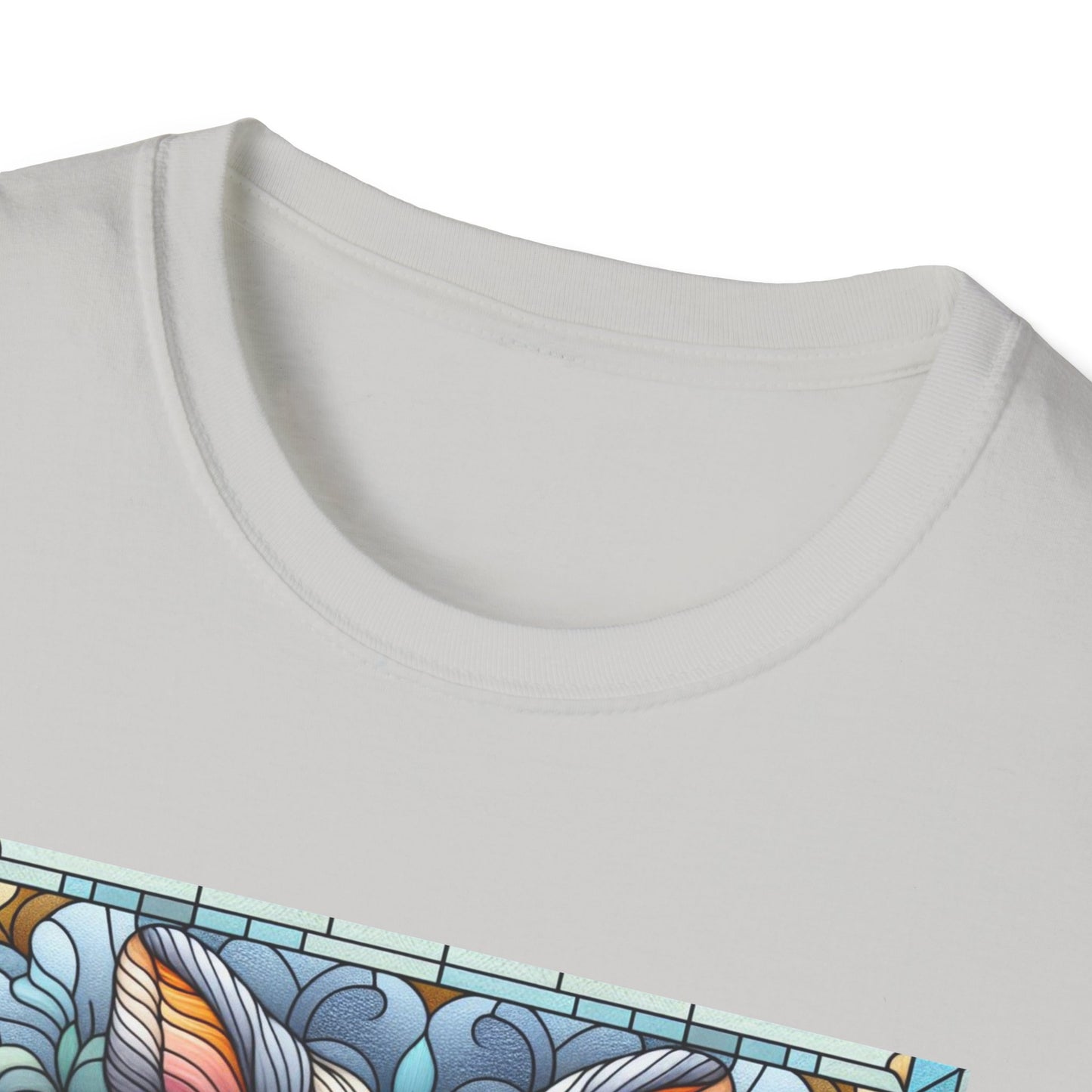 Angora Rabbit Animal Stained Glass Design Unisex Softstyle T-Shirt