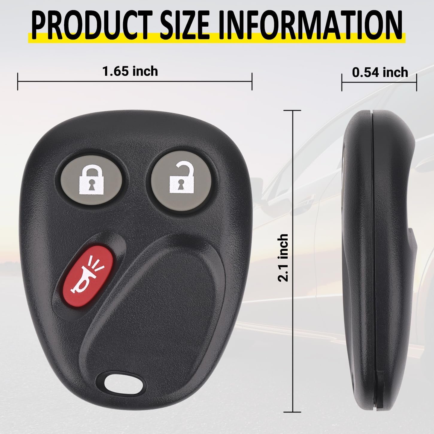 Keyless Entry Remote Key Fob Compatible with Chevy Tahoe Suburban Silverado Avalanche, GMC Sierra Yukon, Cadillac Escalade, Hummer H2 2003 2004 2005 2006, Replacement for LHJ011 (Pack of 2)