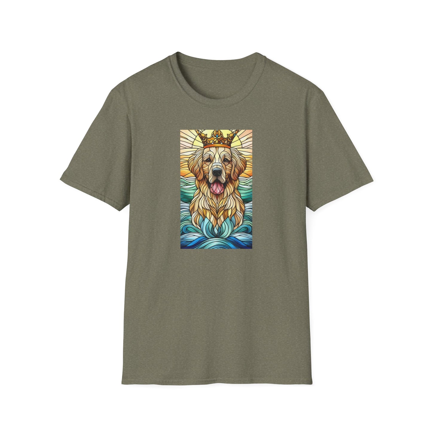 Golden Retriever Animal Stained Glass Design Unisex Softstyle T-Shirt