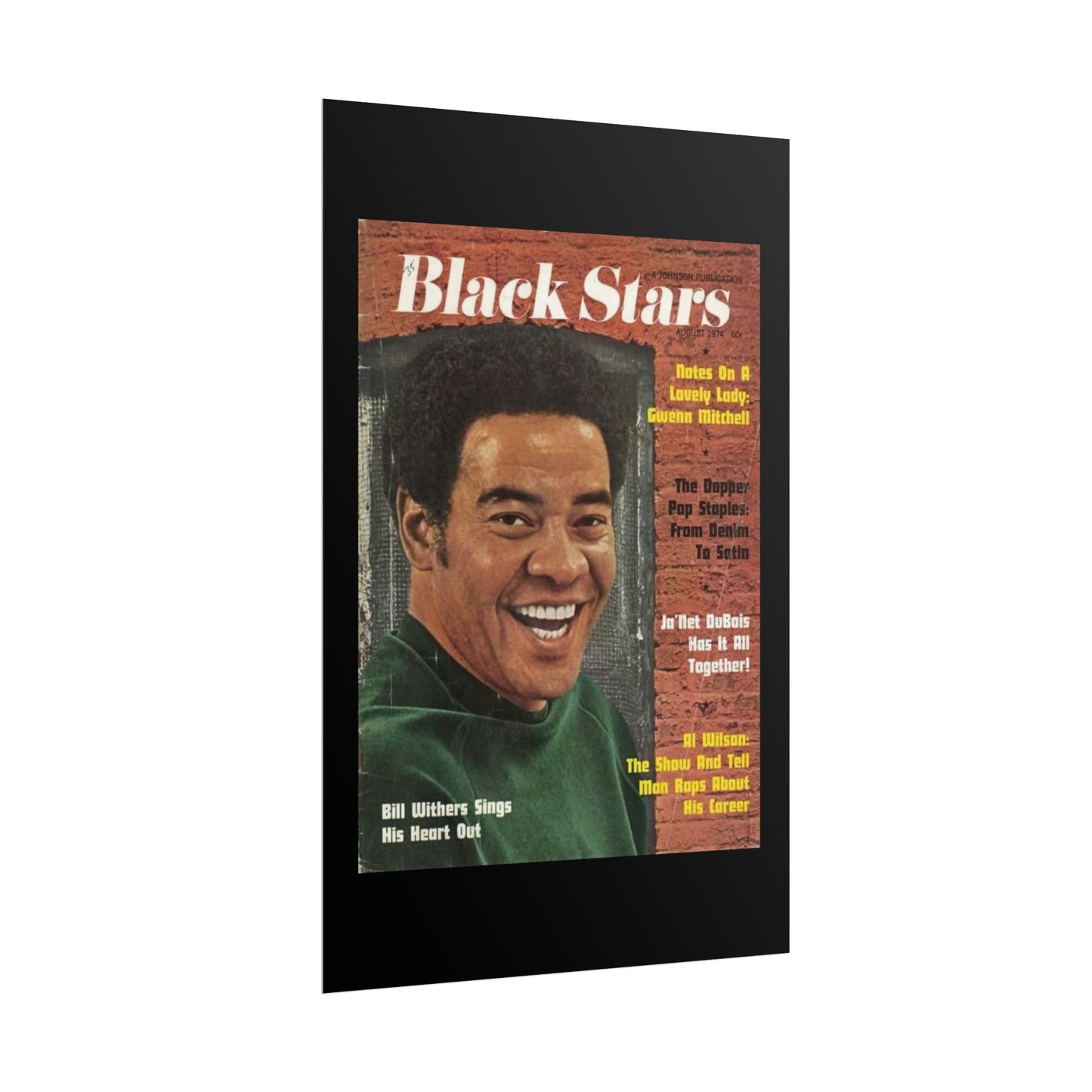 Vintage Music Rolled Posters - Bill Withers, August 1974 Design