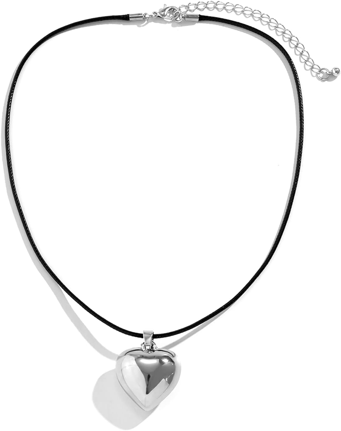Chunky Puffy Heart Choker Necklace - Big Heart Pendant Adjustable Velvet Chain Heart Necklaces for Women Y2K Trendy Jewelry Accessories