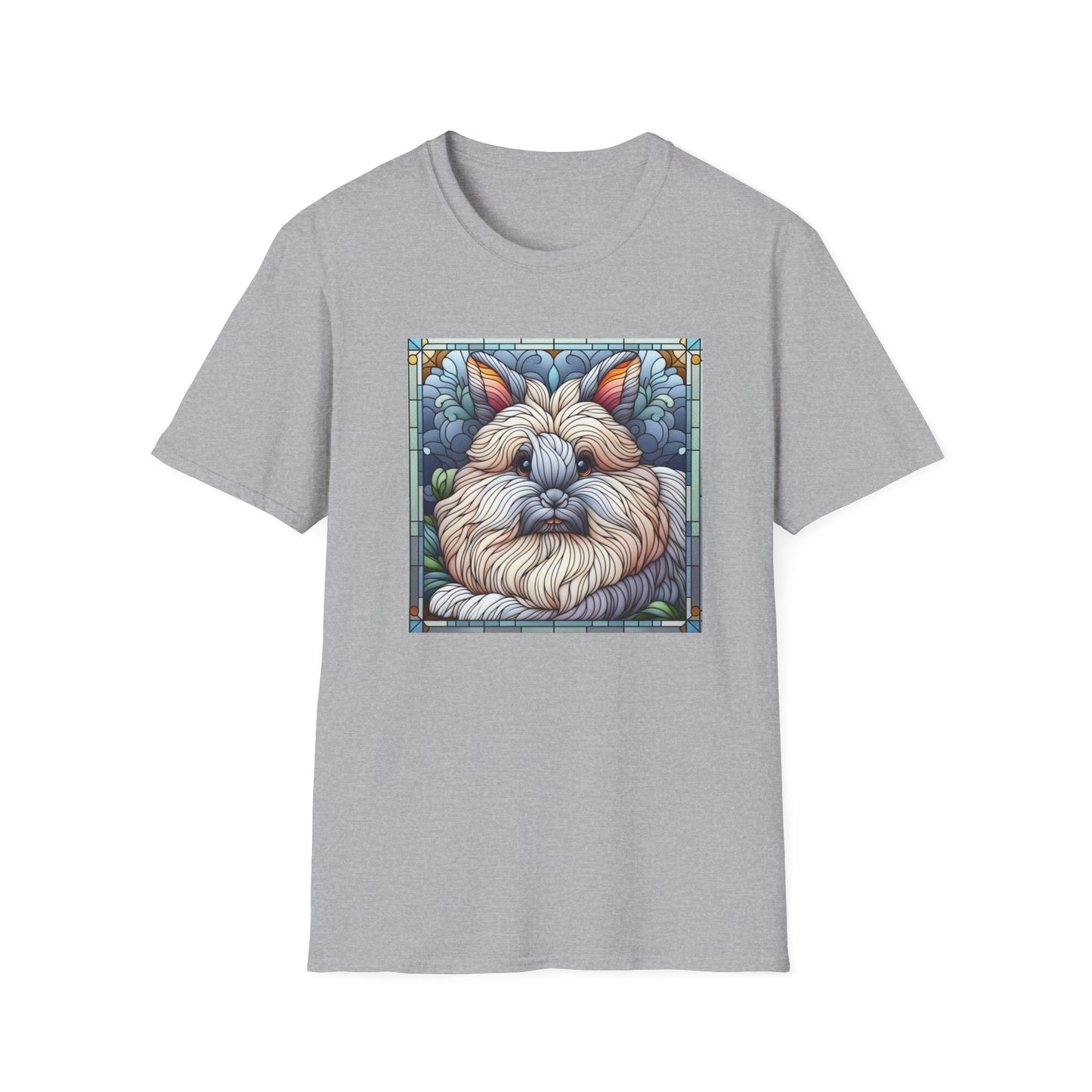Angora Rabbit Animal Stained Glass Design Unisex Softstyle T-Shirt