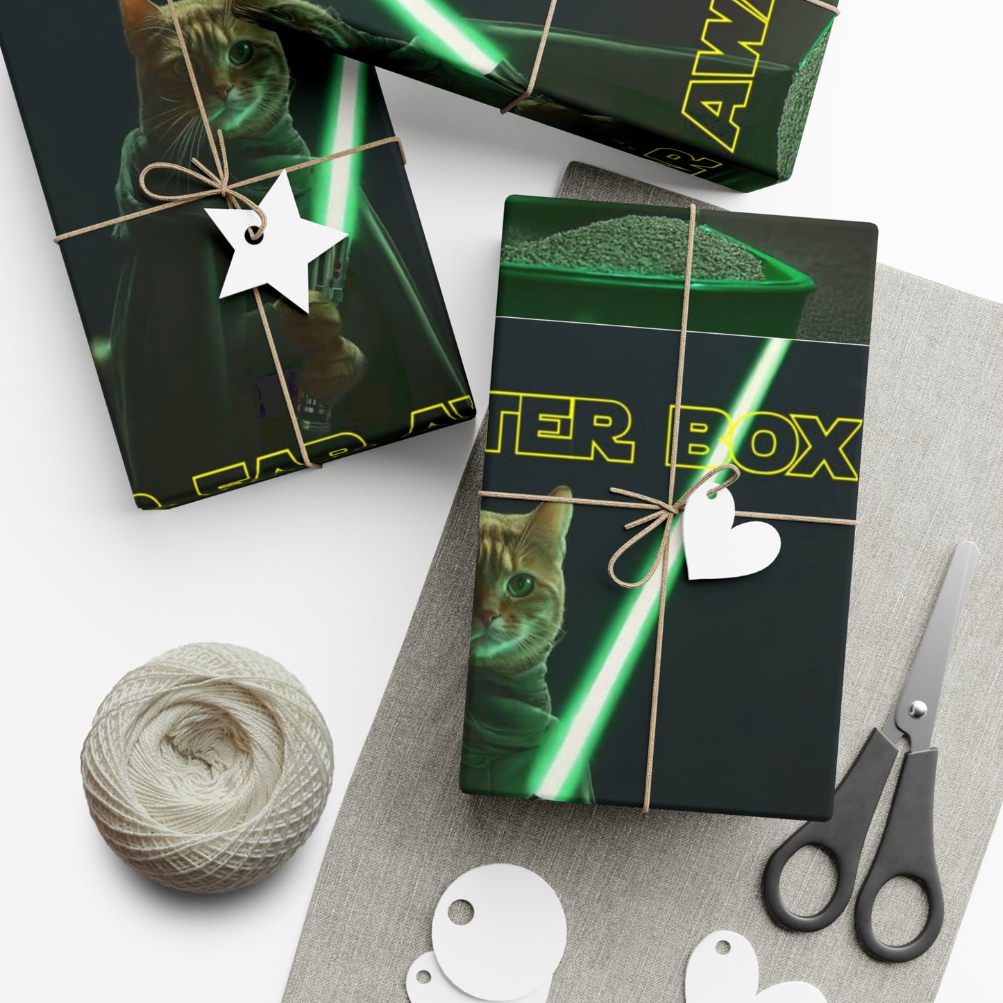 STAR WARS CAT IN A LITTER BOX FAR FAR AWAY Gift Wrap Papers