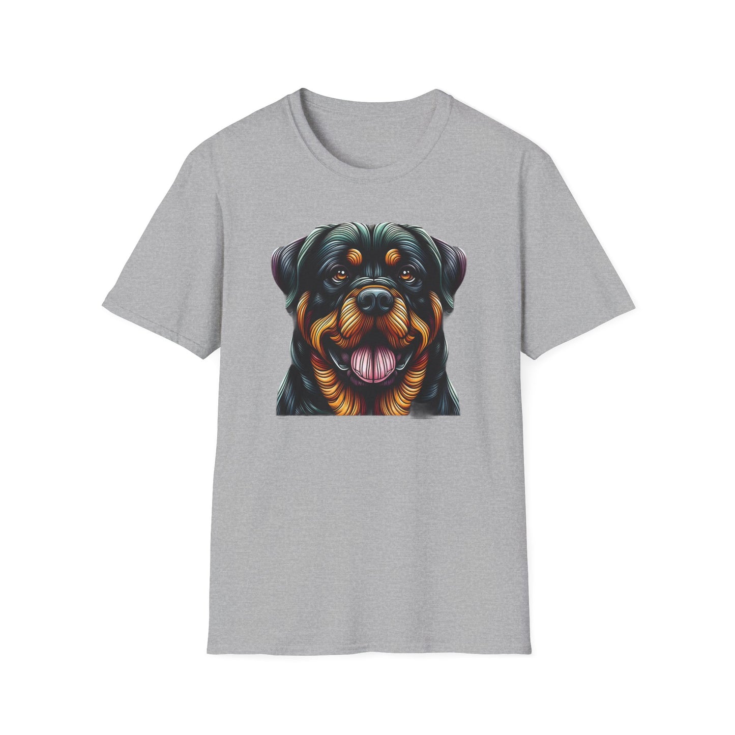 Rottweiler Animal Stained Glass Design Unisex Softstyle T-Shirt