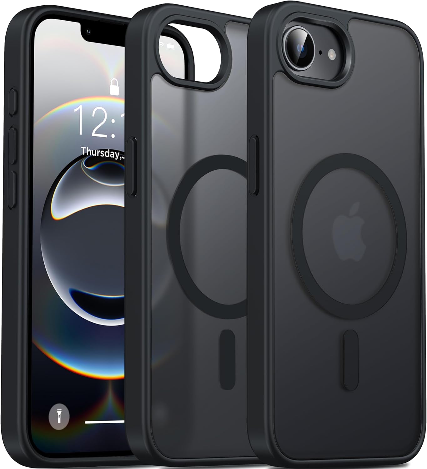 Magnetic for Iphone 16E Case Matte [Compatible with Magsafe Accessories][Frosted Translucent][Military Grade Protection][Silky Touch Shockproof Slim] Anti-Scratch Phone Case (Black)