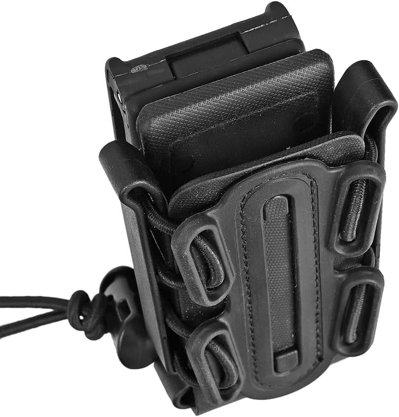 Pistol 9Mm Magazine Pouch Softshell Mag Holder Elastic Cord Retention Tactical Belt Clip Vest Mag Carrier Quick Pull Magazine Pouch